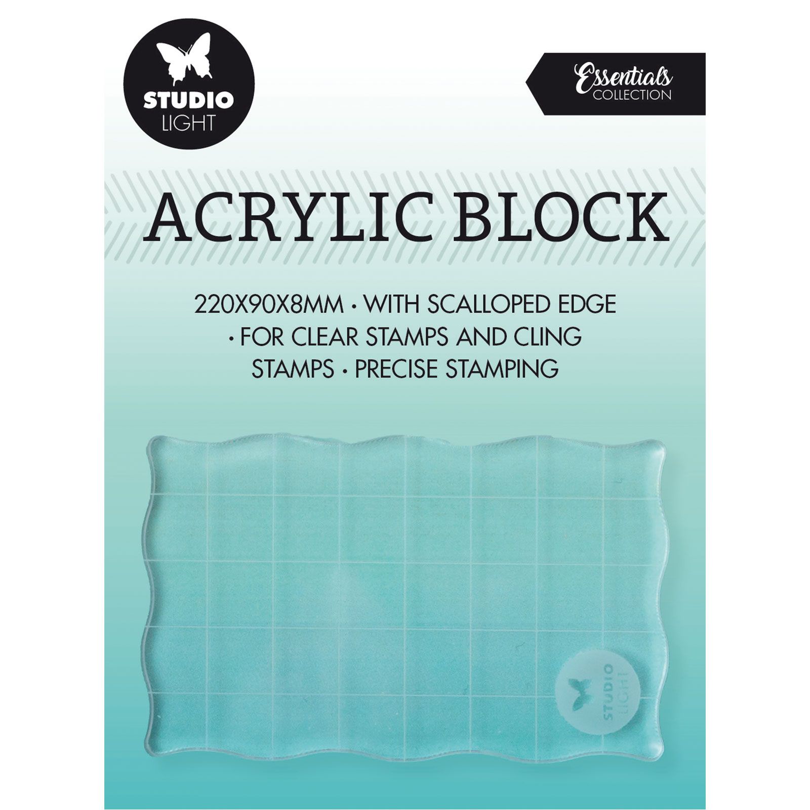 Studio Light • Essentials Acryl Stamp Block for Clear and Cling Stamps with Grid 5x8x0.8cm Nr.03