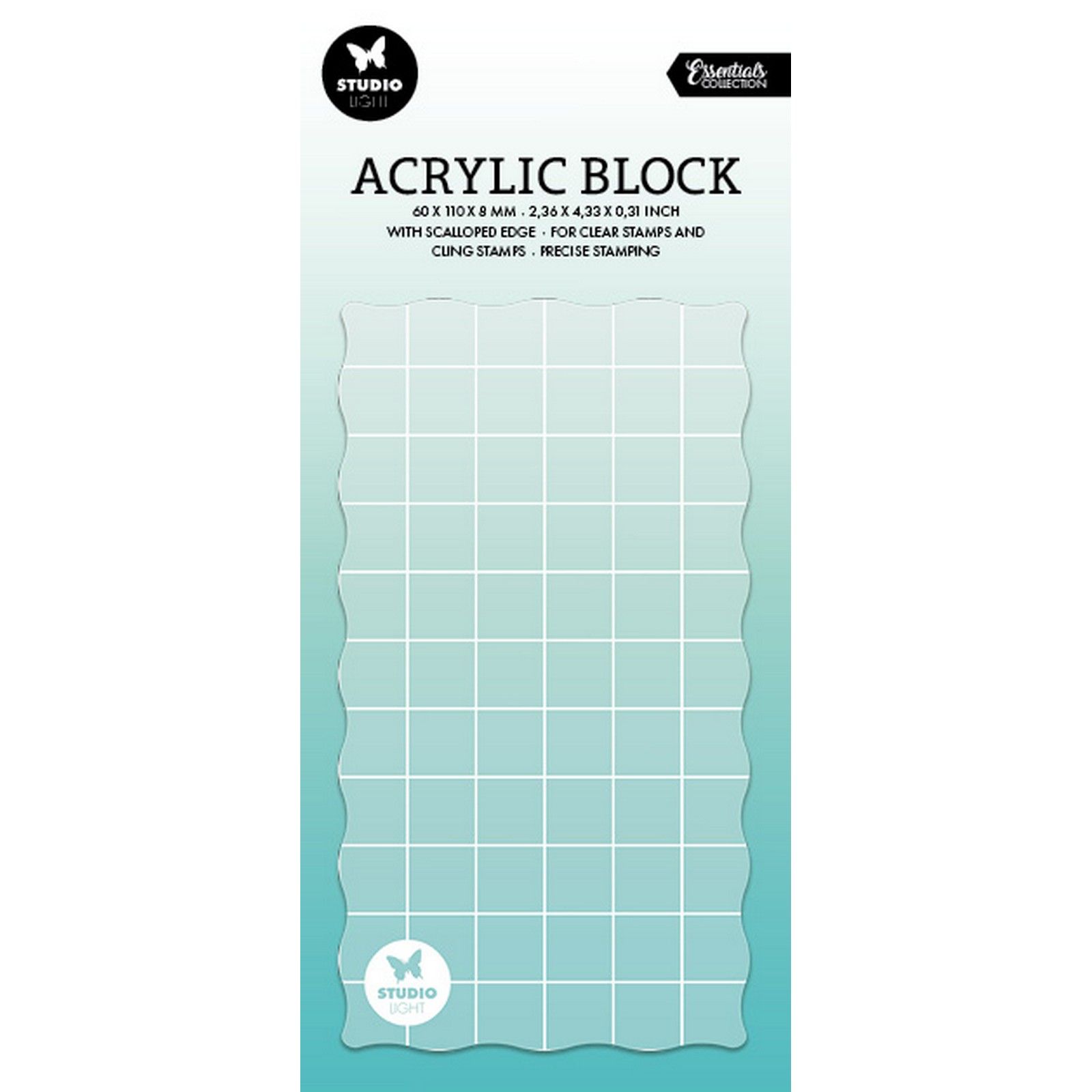 Studio Light • Essentials Acrylic Stamping block For Clear and Cling Stamps With Grid