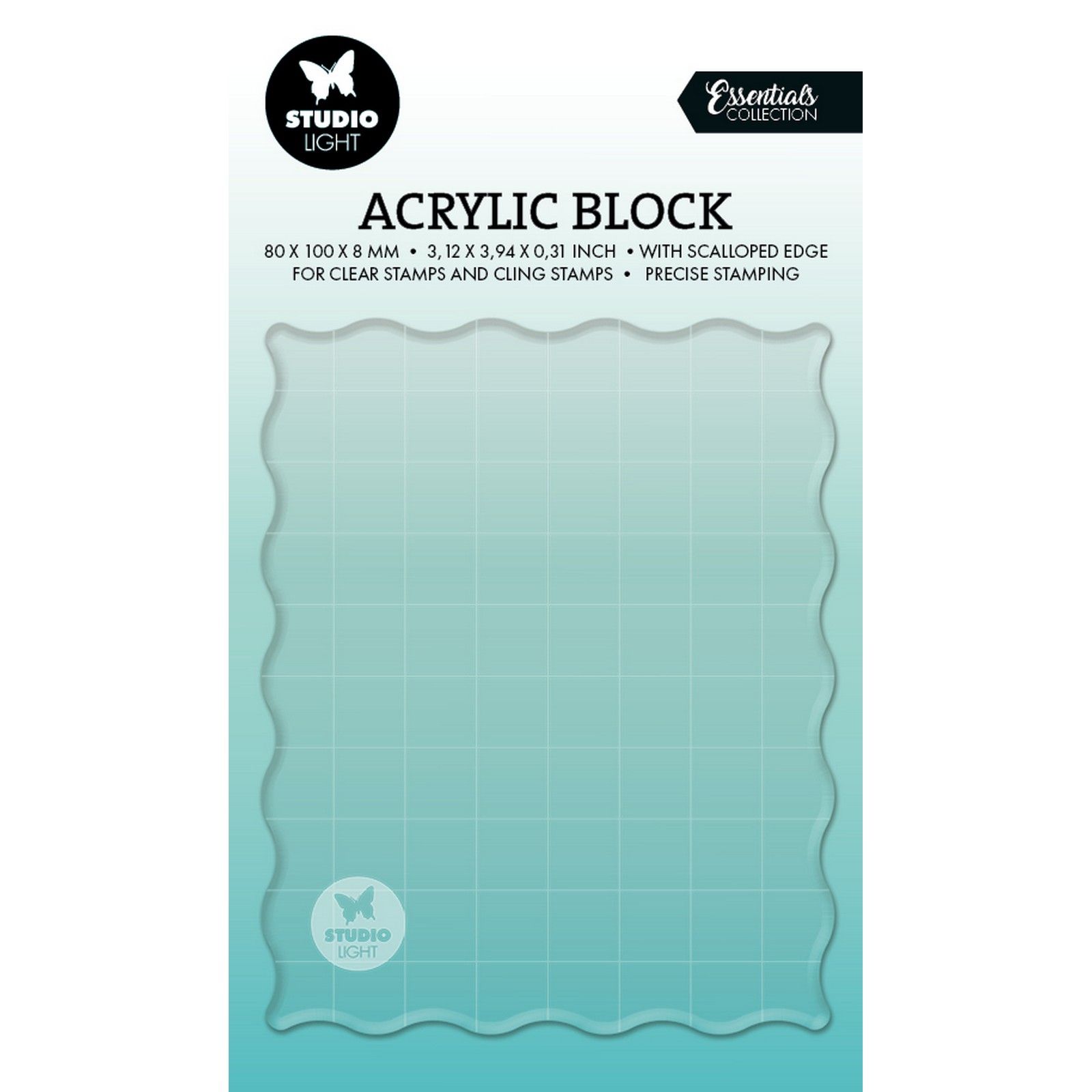 Studio Light • Essentials Acrylic stamping block for clear and cling stamps with grid