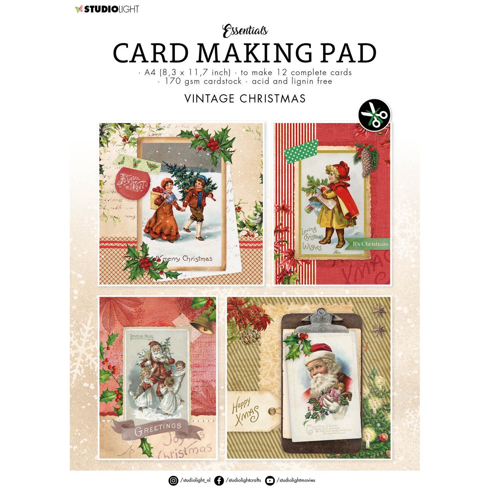 Studio Light • Essentials Card Making Pad Vintage Christmas