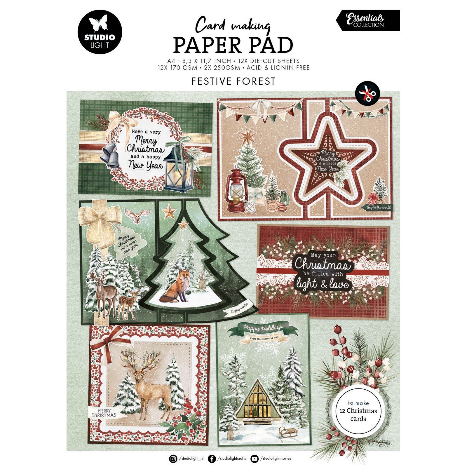 Studio Light • Essentials Card Making Pad Festive Forest