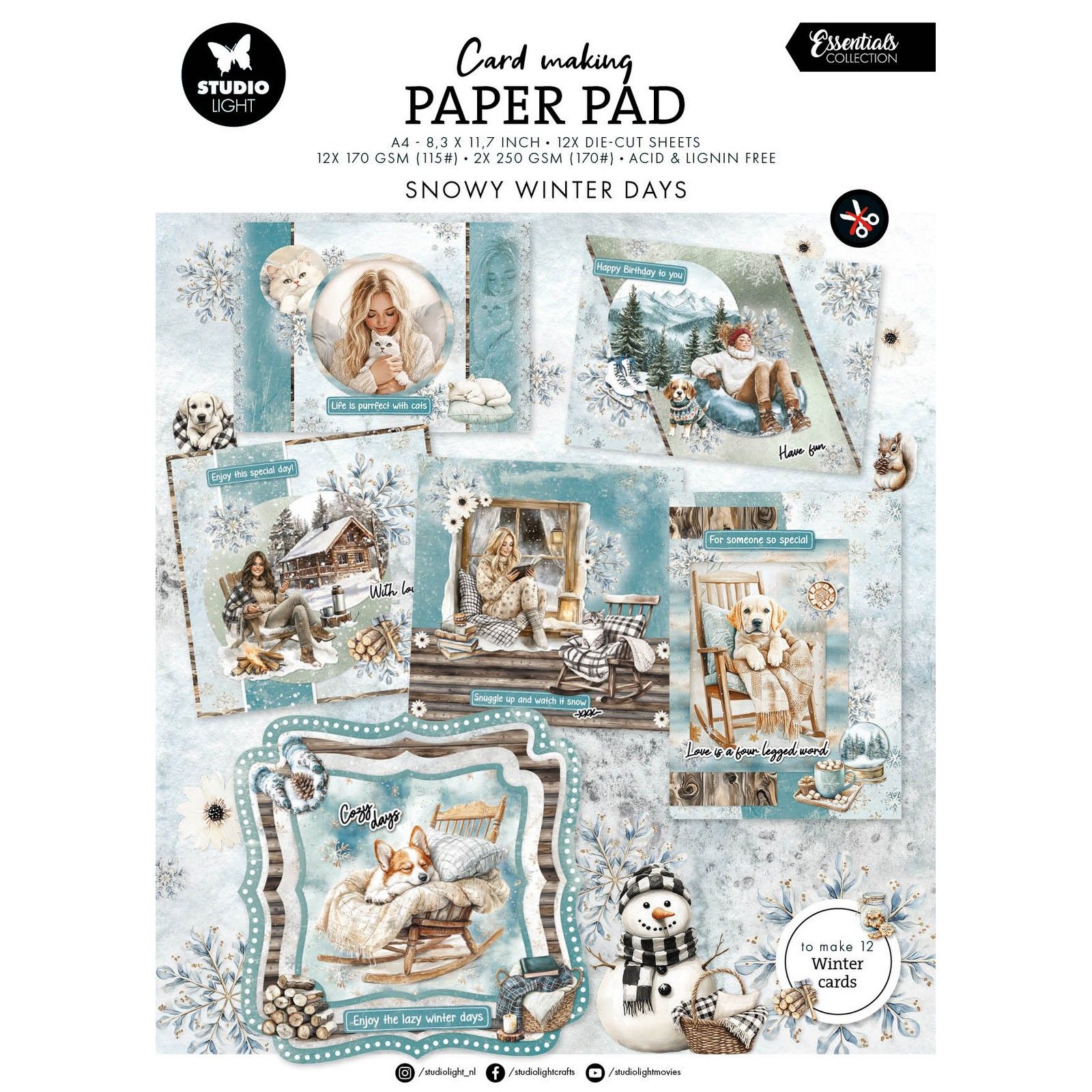 Studio Light • Card making pad Snowy Winter days Essentials  210x294x4mm 14 sheets