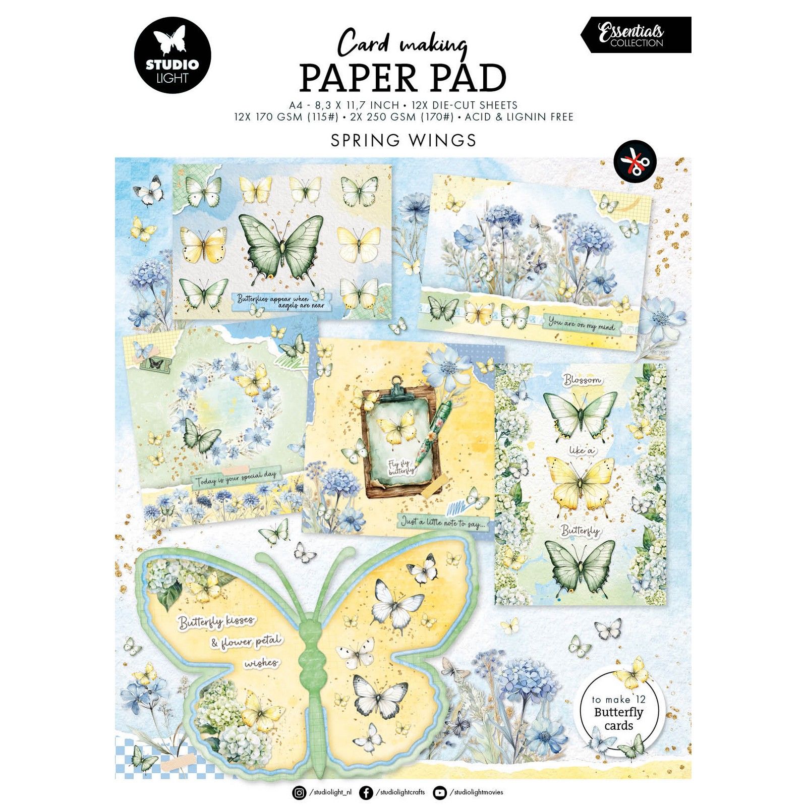 Studio Light • Essentials Card making pad Butterflies
