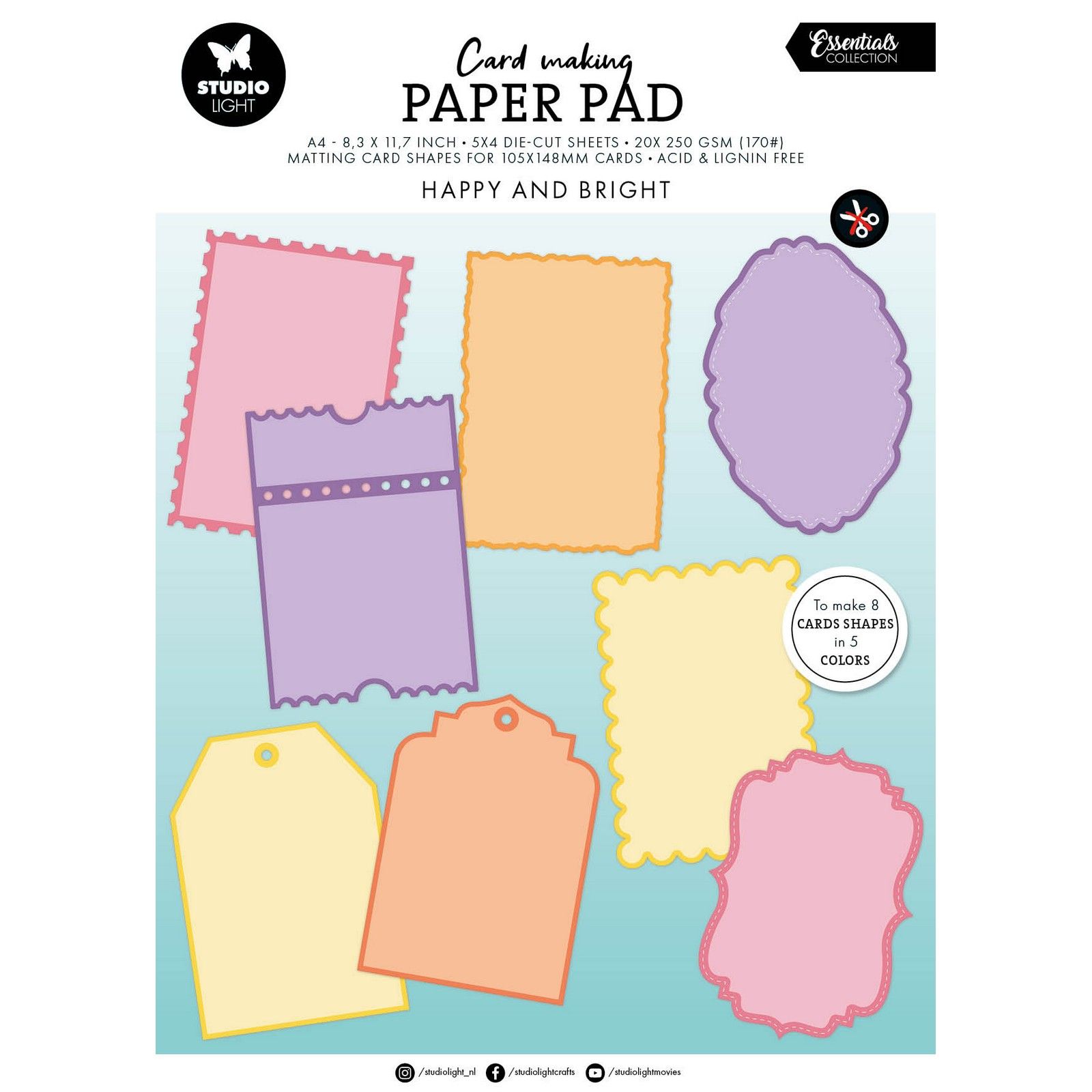 Studio Light • Essentials Card making pad Happy and bright 105x148mm