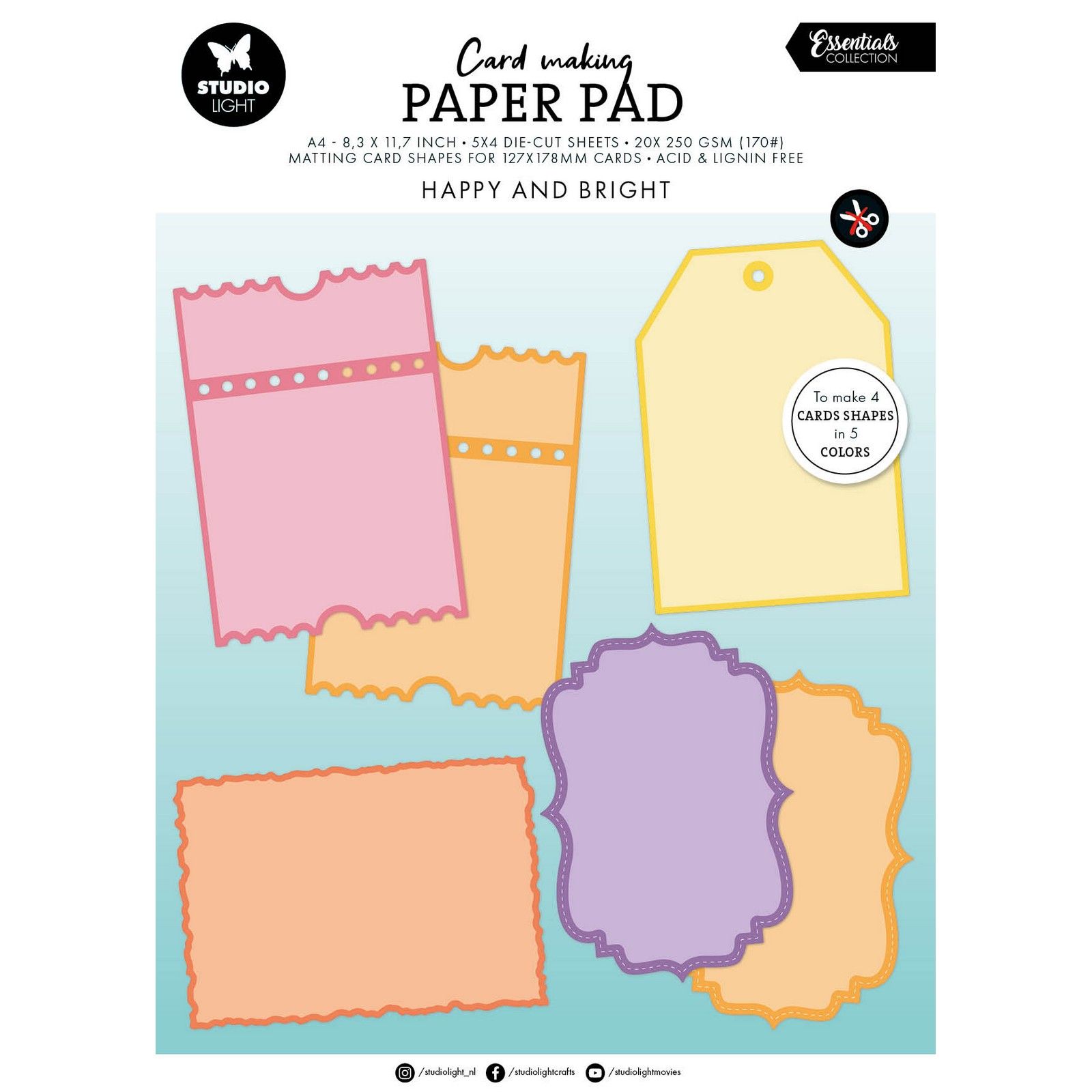 Studio Light • Essentials Card making pad Happy and bright 127x178mm