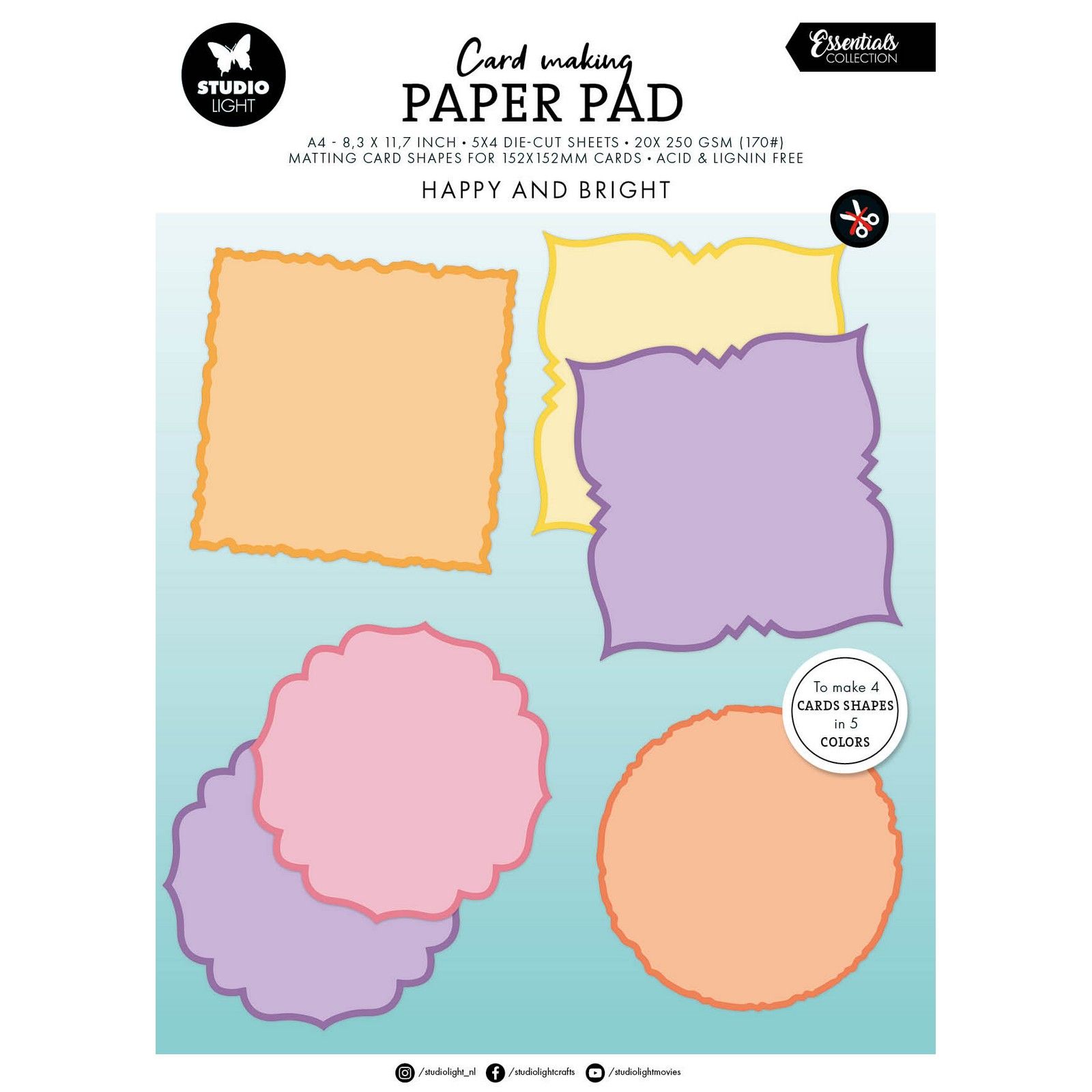 Studio Light • Essentials Card making pad Happy and bright 152x152mm