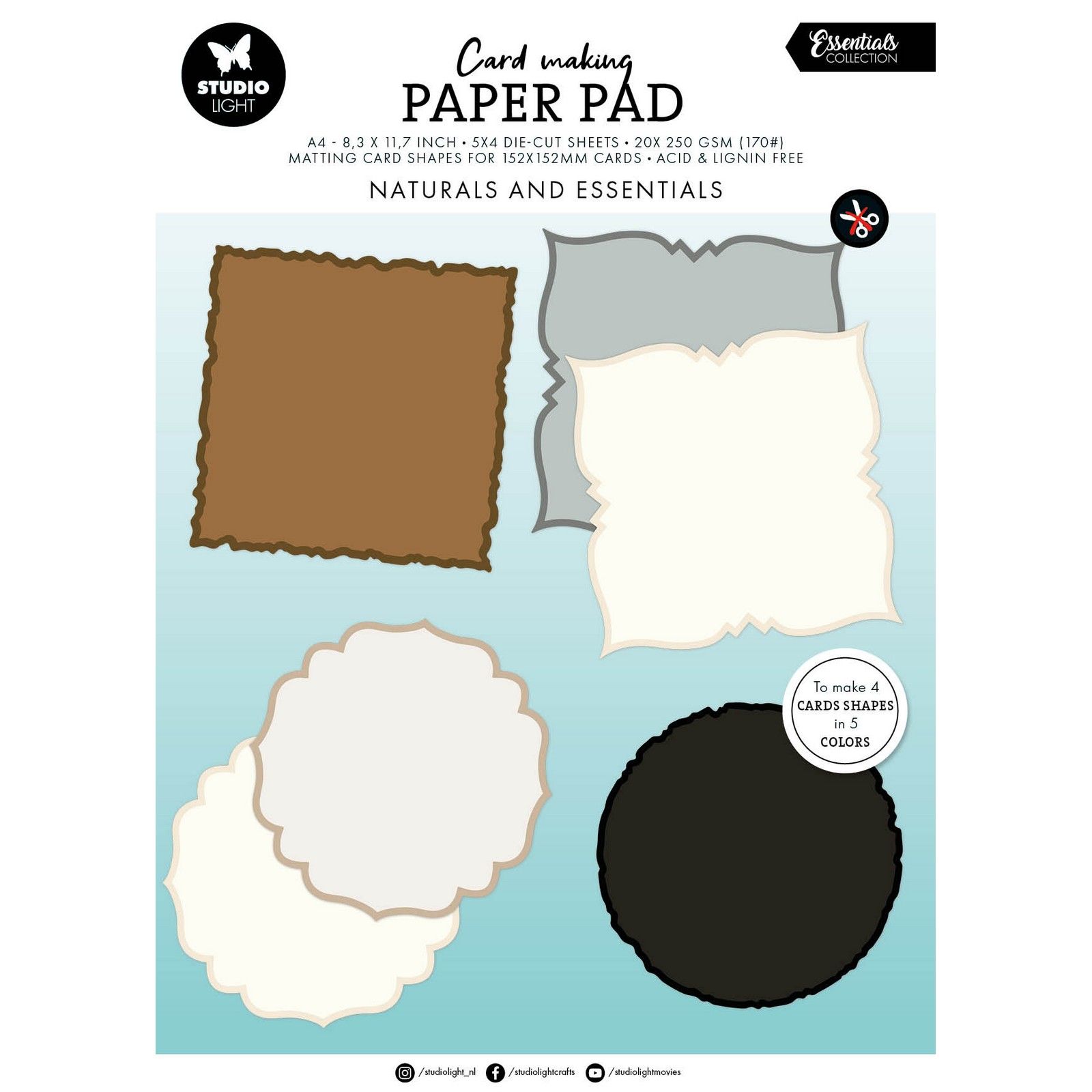 Studio Light • Essentials Card making pad Naturals 152x152mm