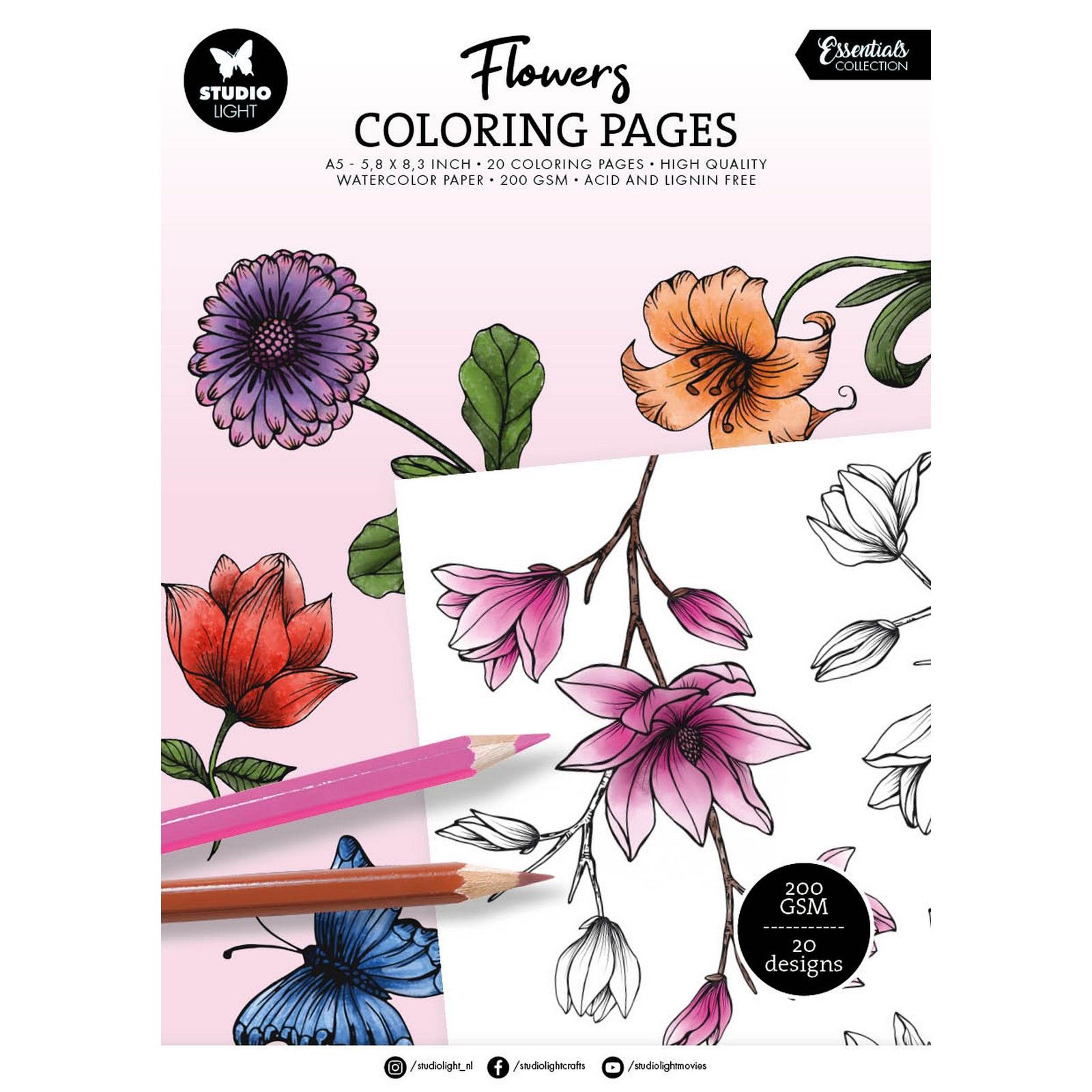 Studio Light • Essentials Coloring Pages Flowers