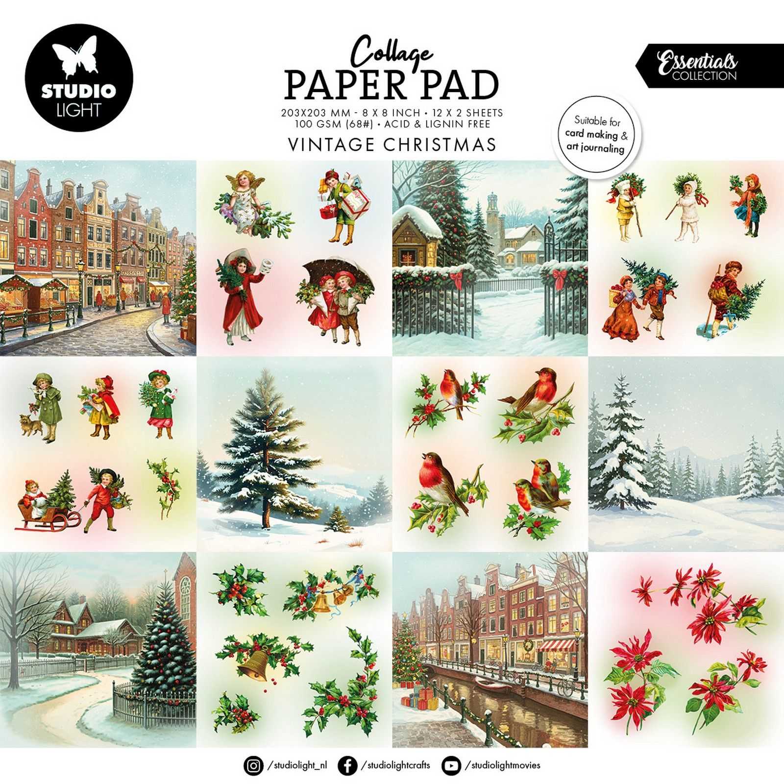 Studio Light • Essentials Collage Paper Pad Vintage Christmas