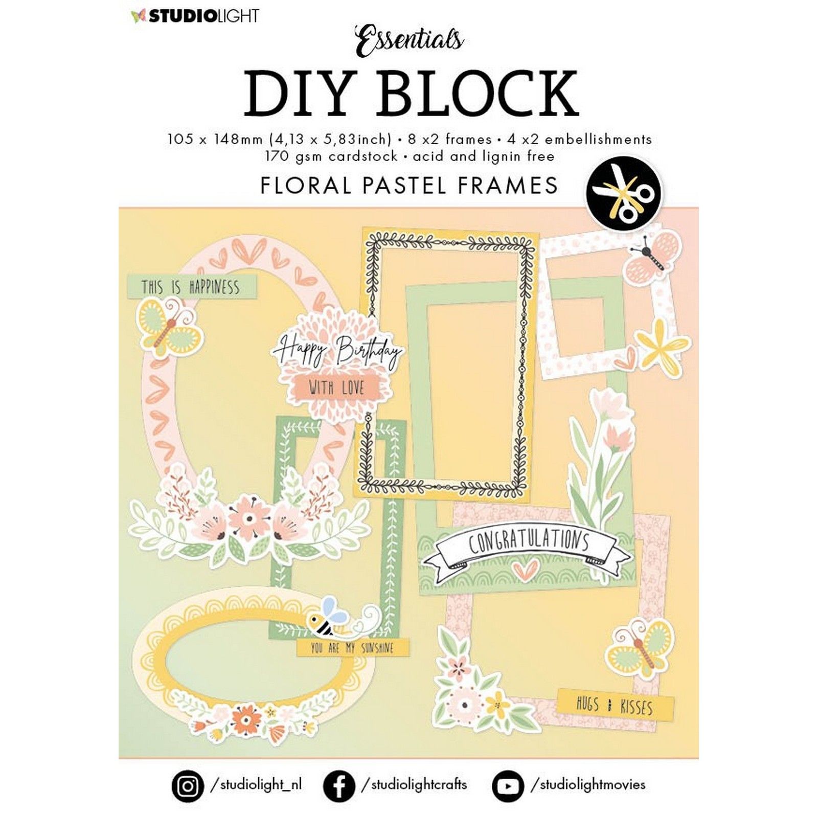 Studio Light • Essentials Die-Cut Block Floral Pastel Frames