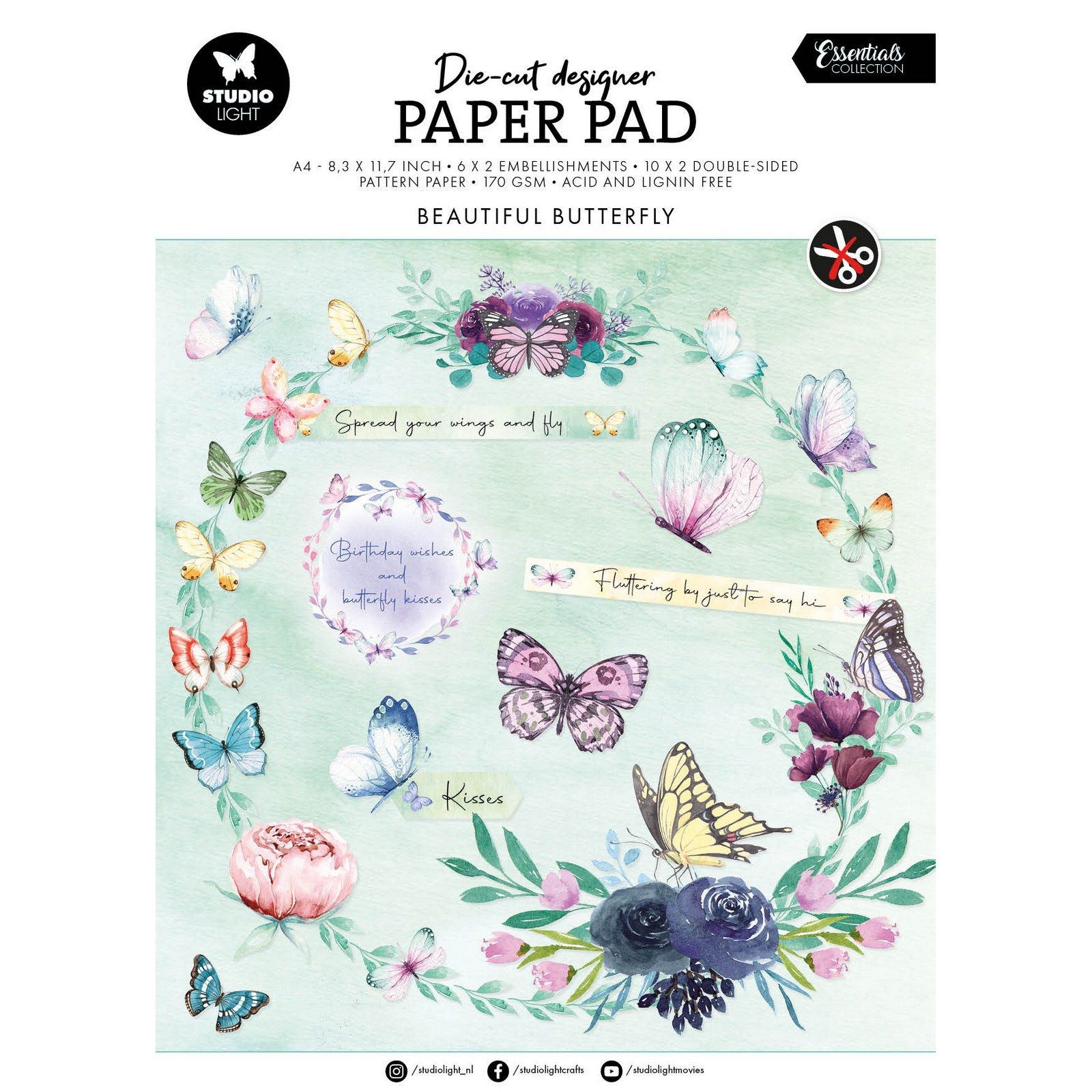 Studio Light • Essentials Die-Cut Paper Pad Beautiful Butterfly