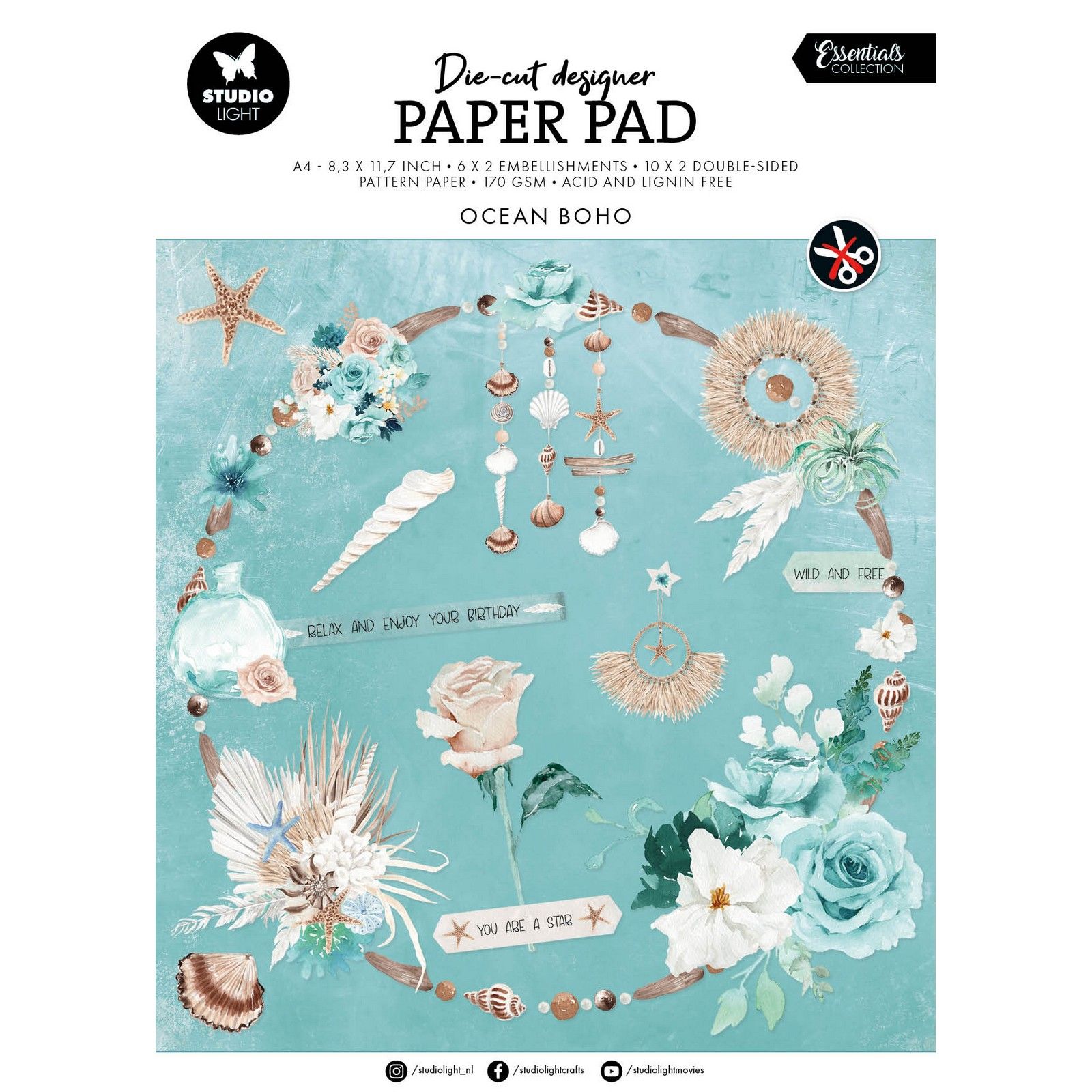 Studio Light • Essentials Die-cut Paper Pad Ocean boho