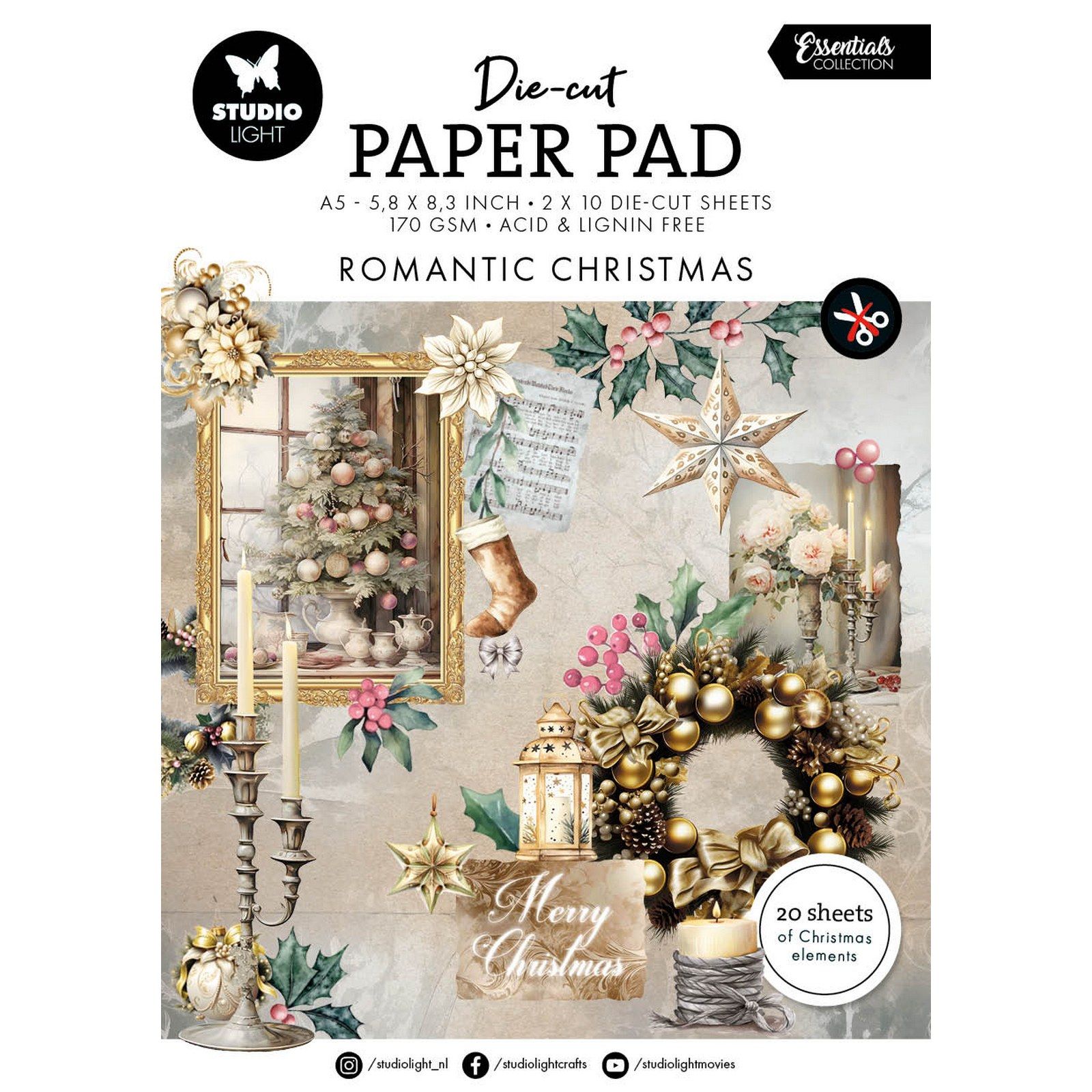 Studio Light • Essentials Die-Cut Paper Pad Romantic Christmas