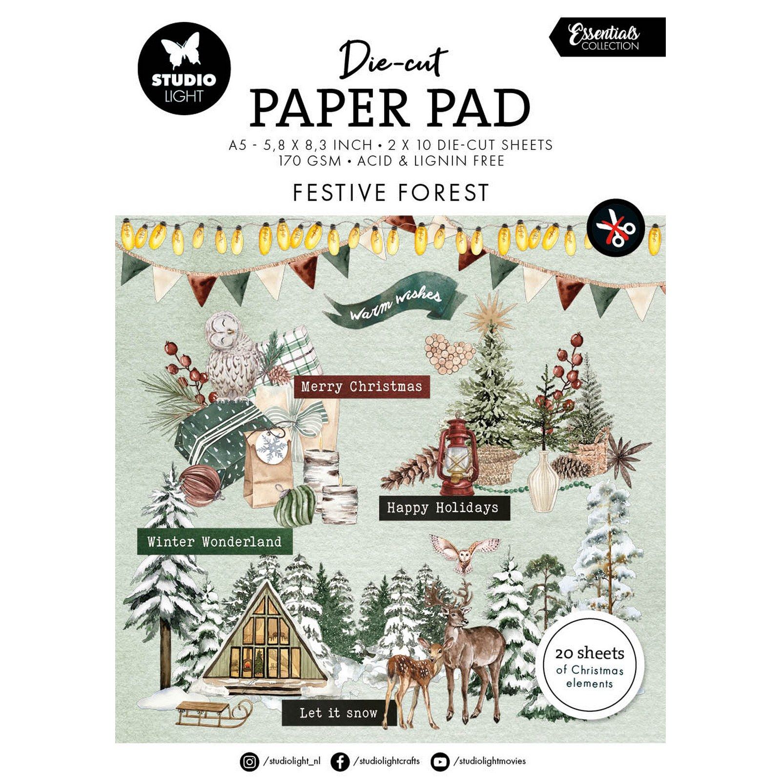 Studio Light • Essentials Die-Cut Paper Pad Festive Forest