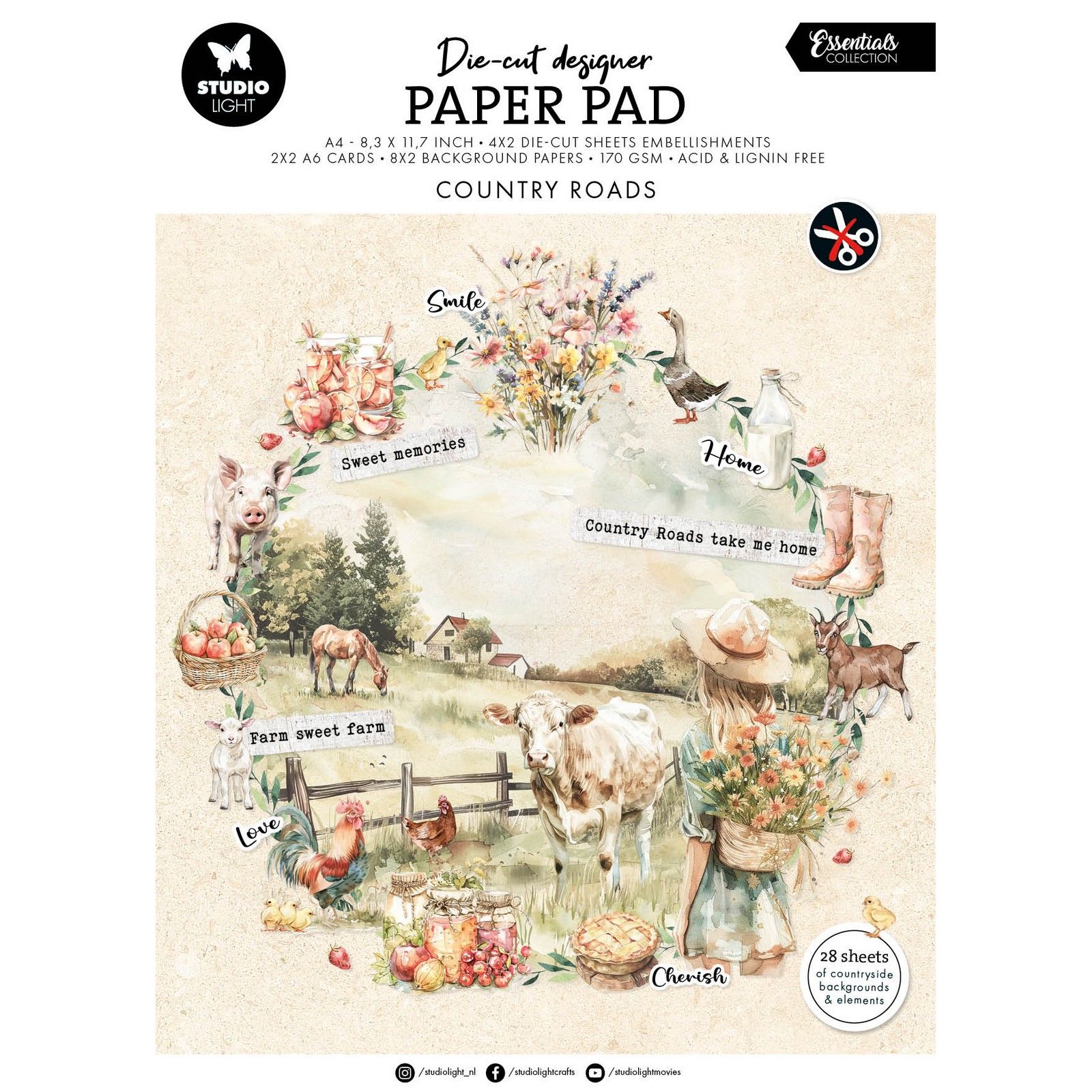 Studio Light • Essentials Die-Cut Paper Pad Country Roads