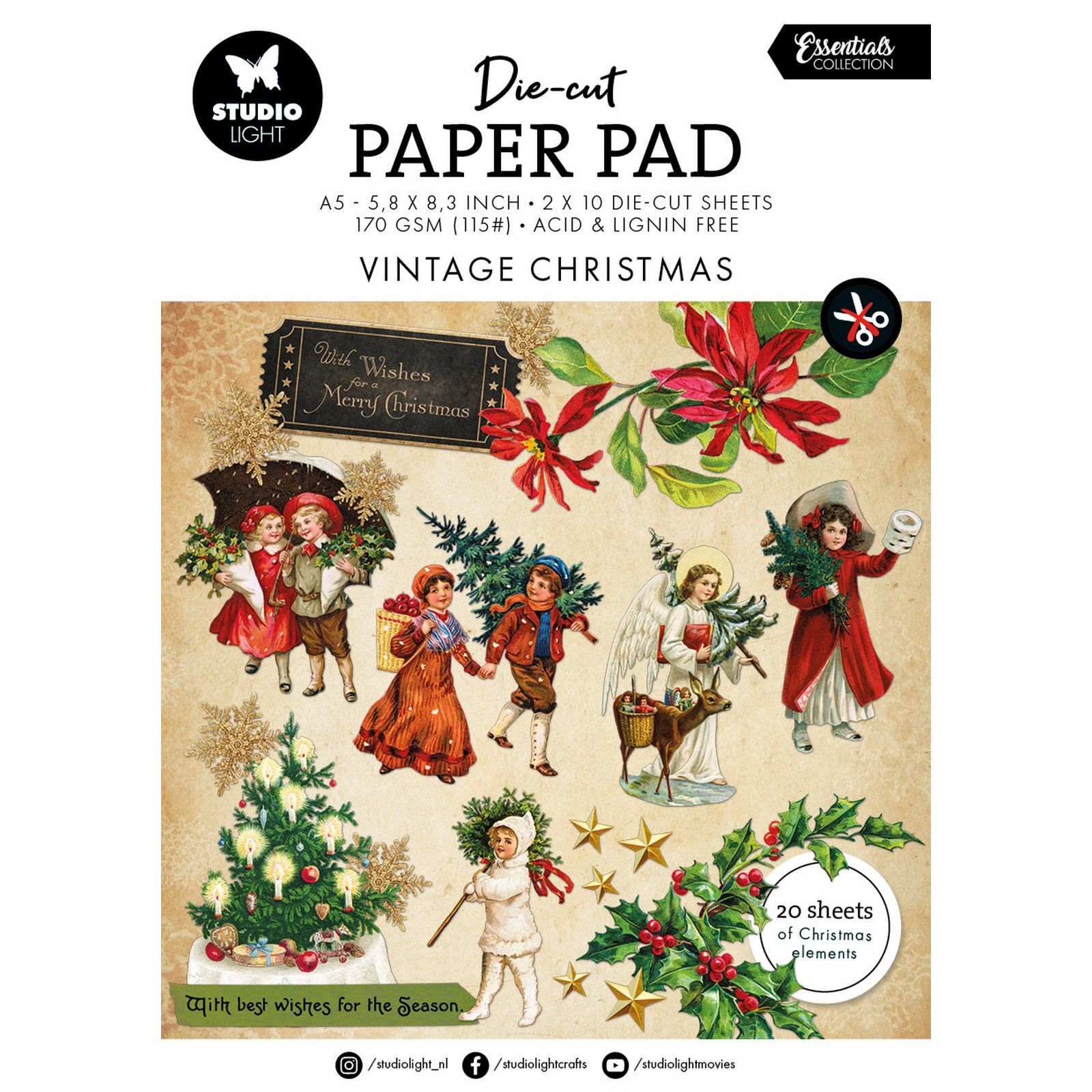 Studio Light • Essentials Die-cut Paper Pad Vintage Christmas