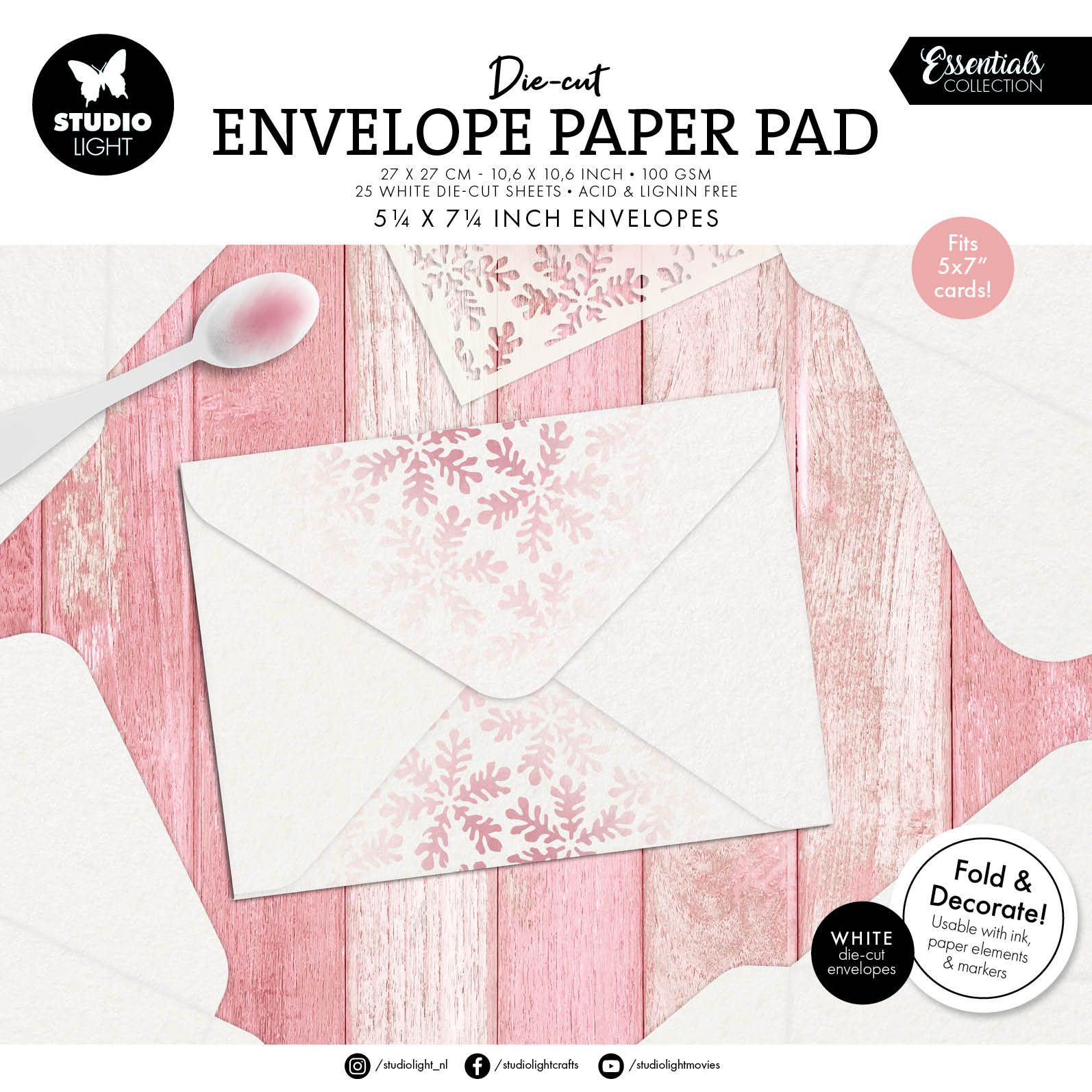 Studio Light • Essentials Die-cut Paper Pad 5,25x7,25" envelopes for 5x7" cards