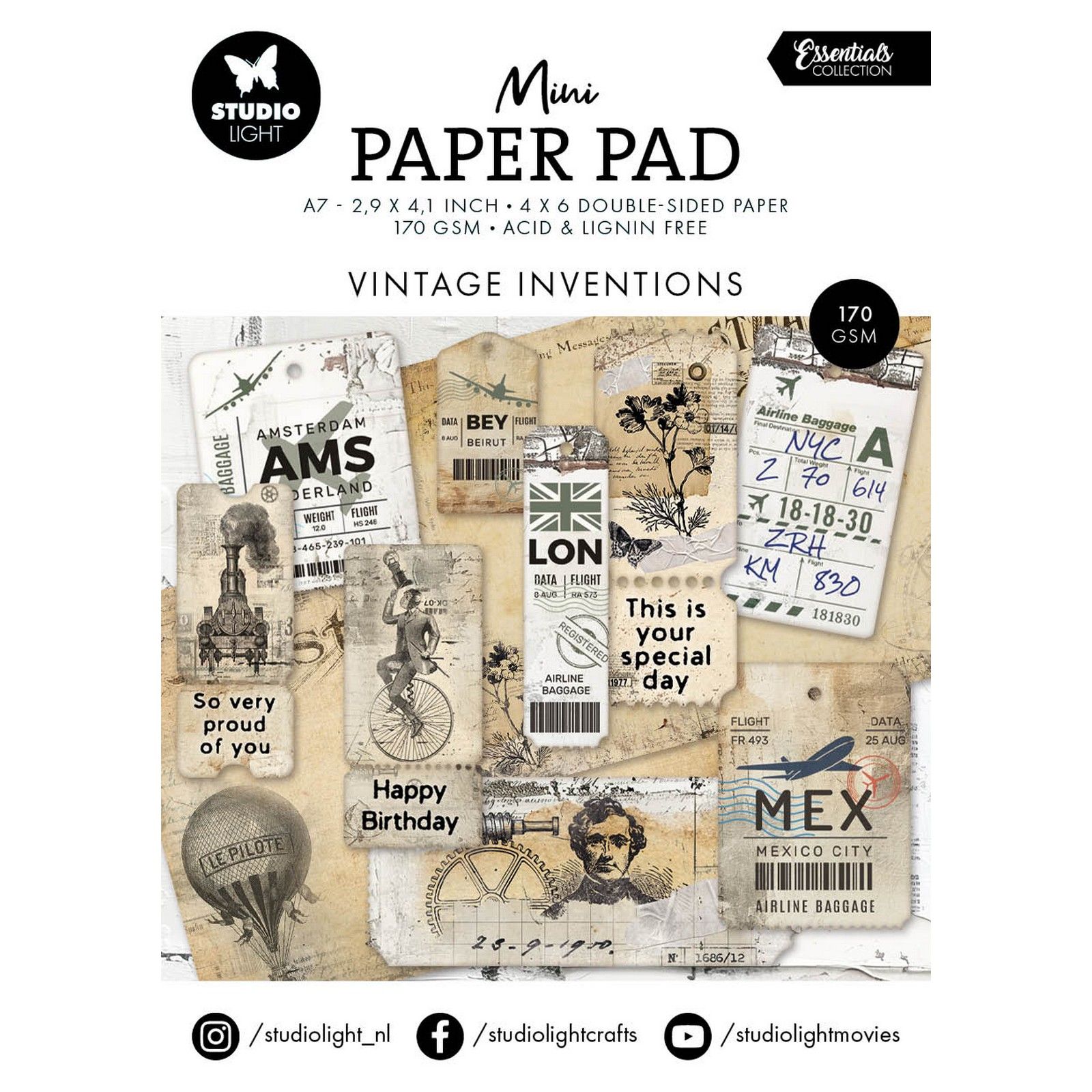 Studio Light • Essentials Mini Paper Pad Vintage Inventions