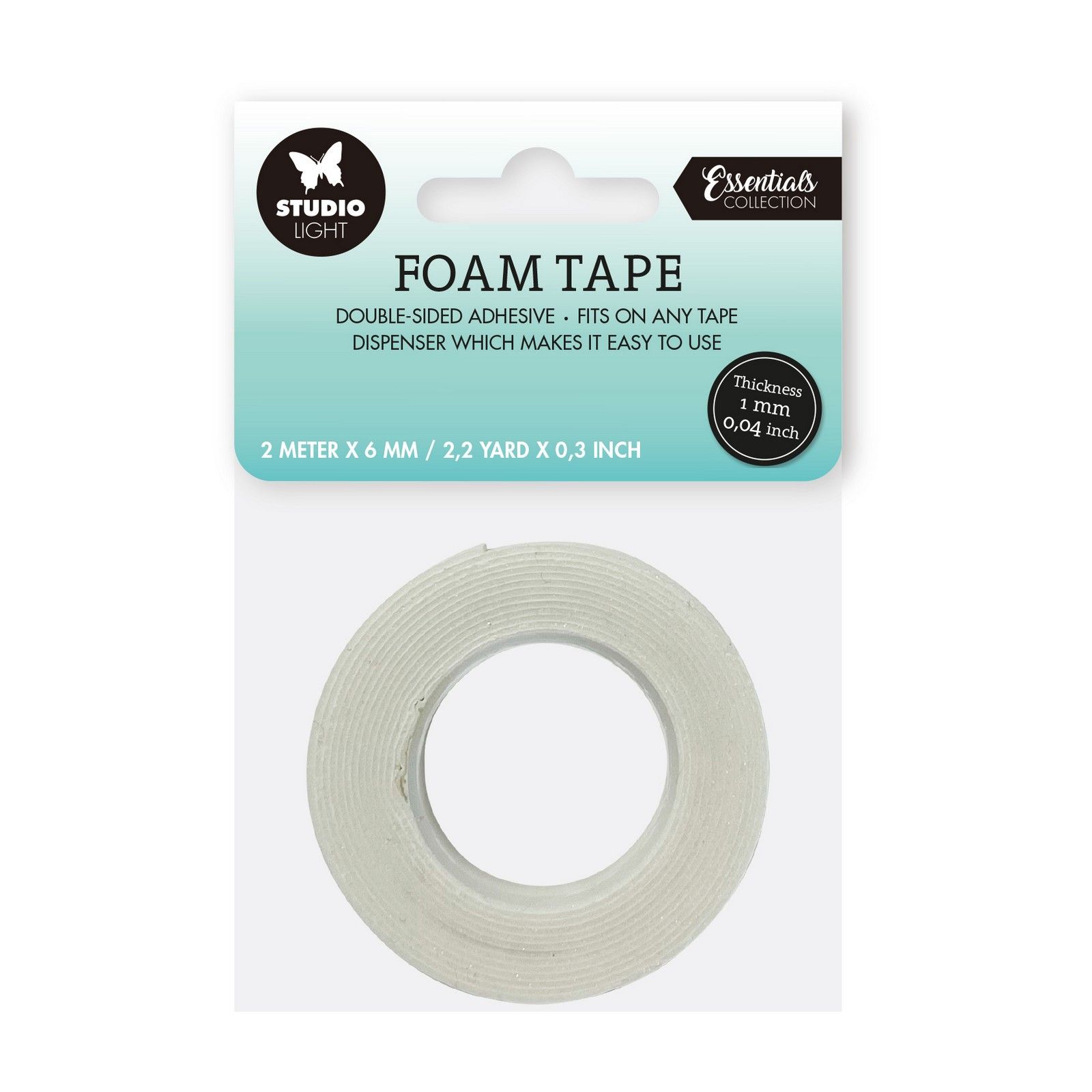 Studio Light • Essential Tools Doublesided Foam Tape 1mm Thick - 0,6mm Wide
