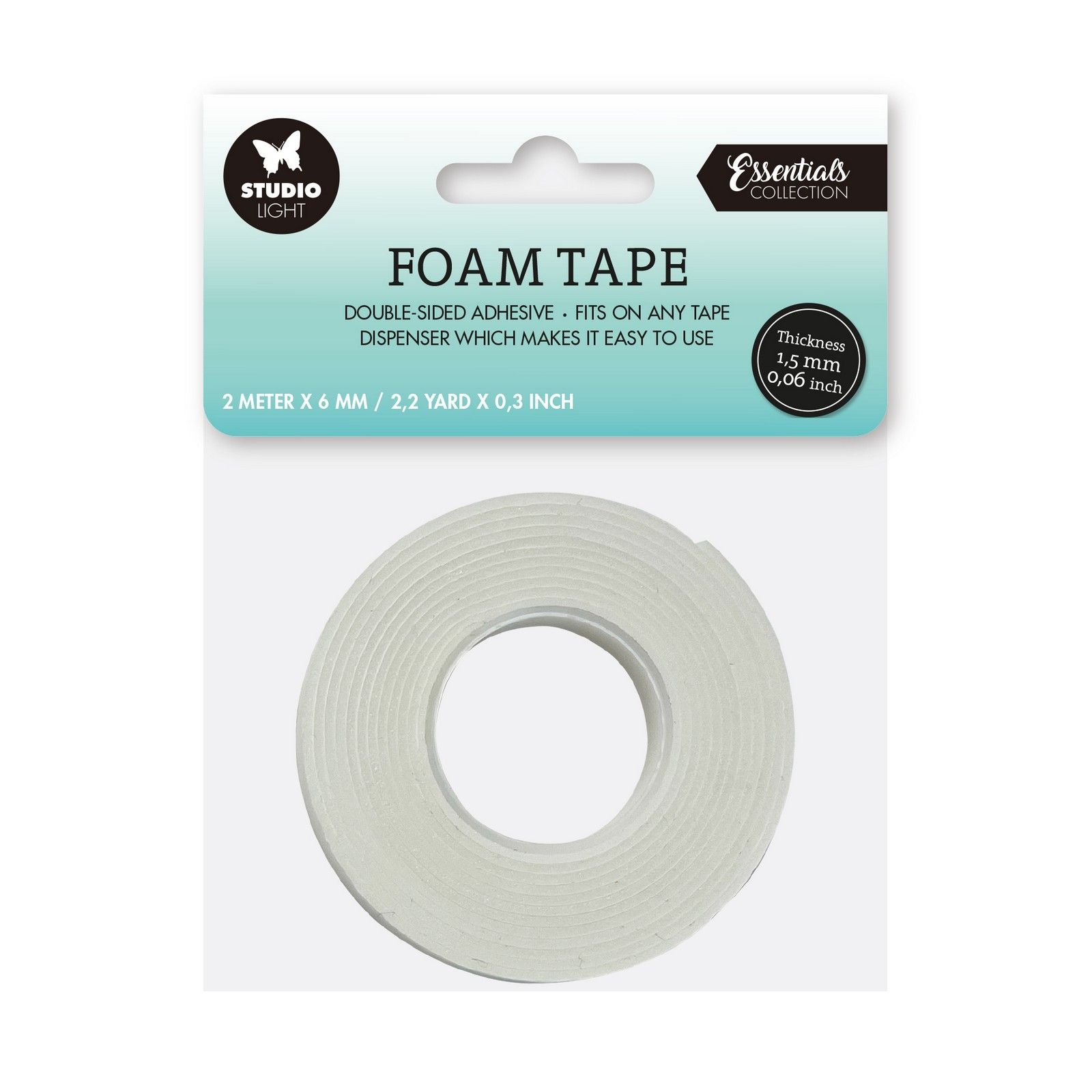 Studio Light • Essential Tools Doublesided Foam Tape 1,5mm Thick - 0,6mm Wide