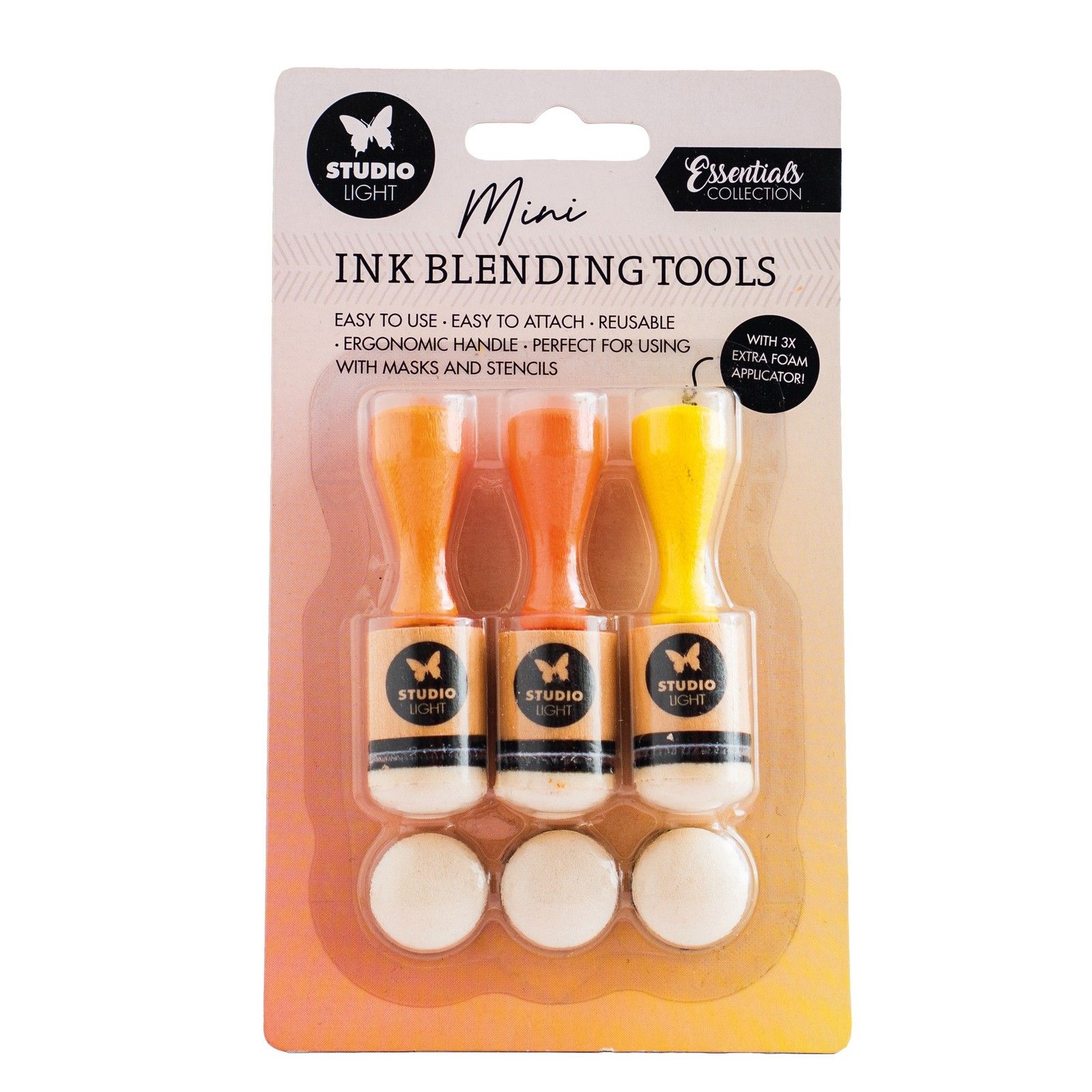 Studio Light • Essentials Ink Blending Tools + Replacement Foam Pads 20mm  6pcs