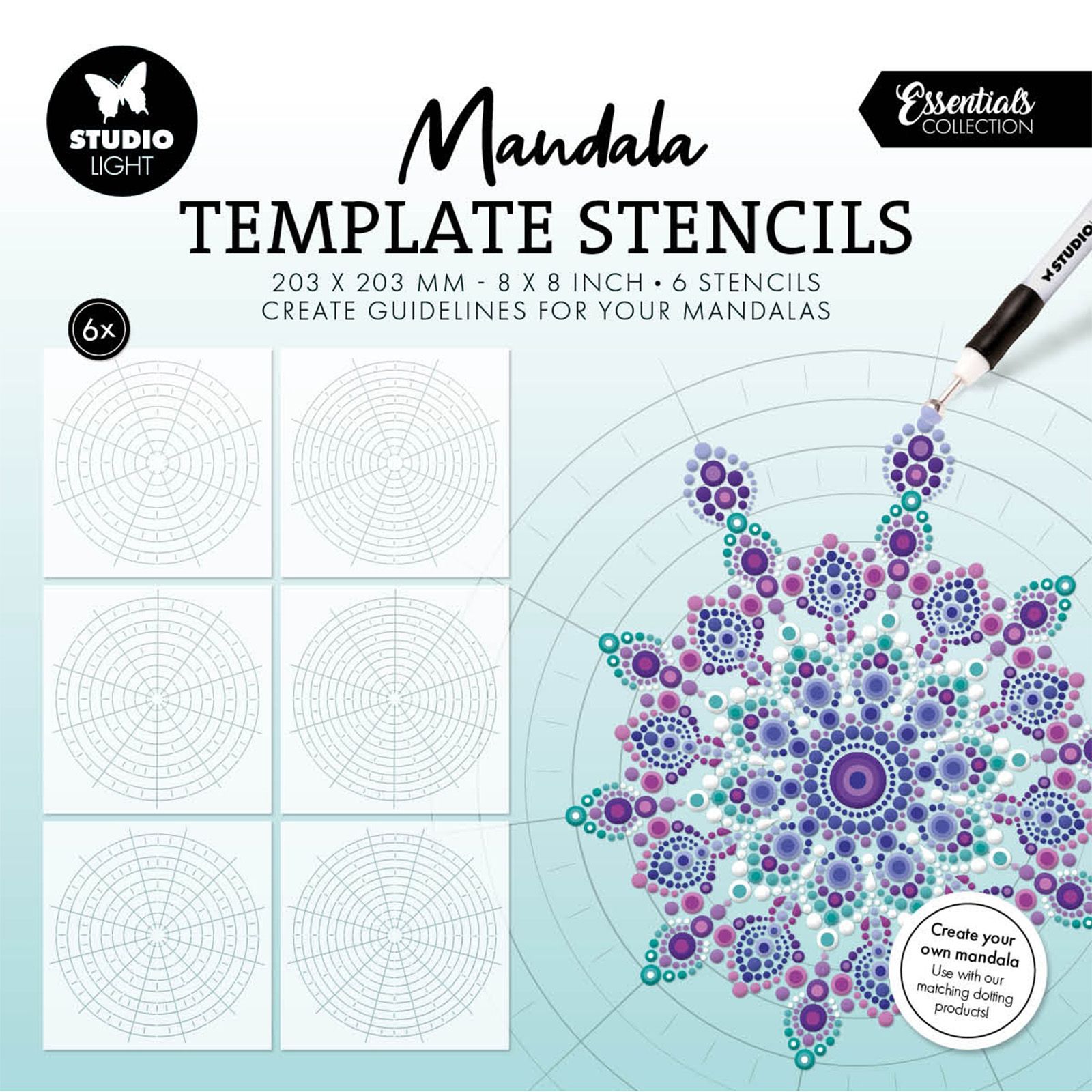 Studio Light • Essentials Mask Mandala template stencils x6