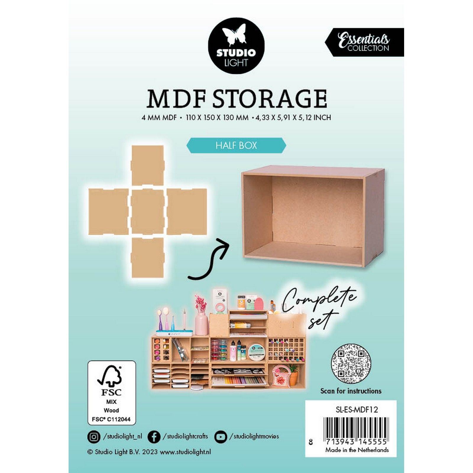 Studio Light • Essentials MDF Storage Half Box