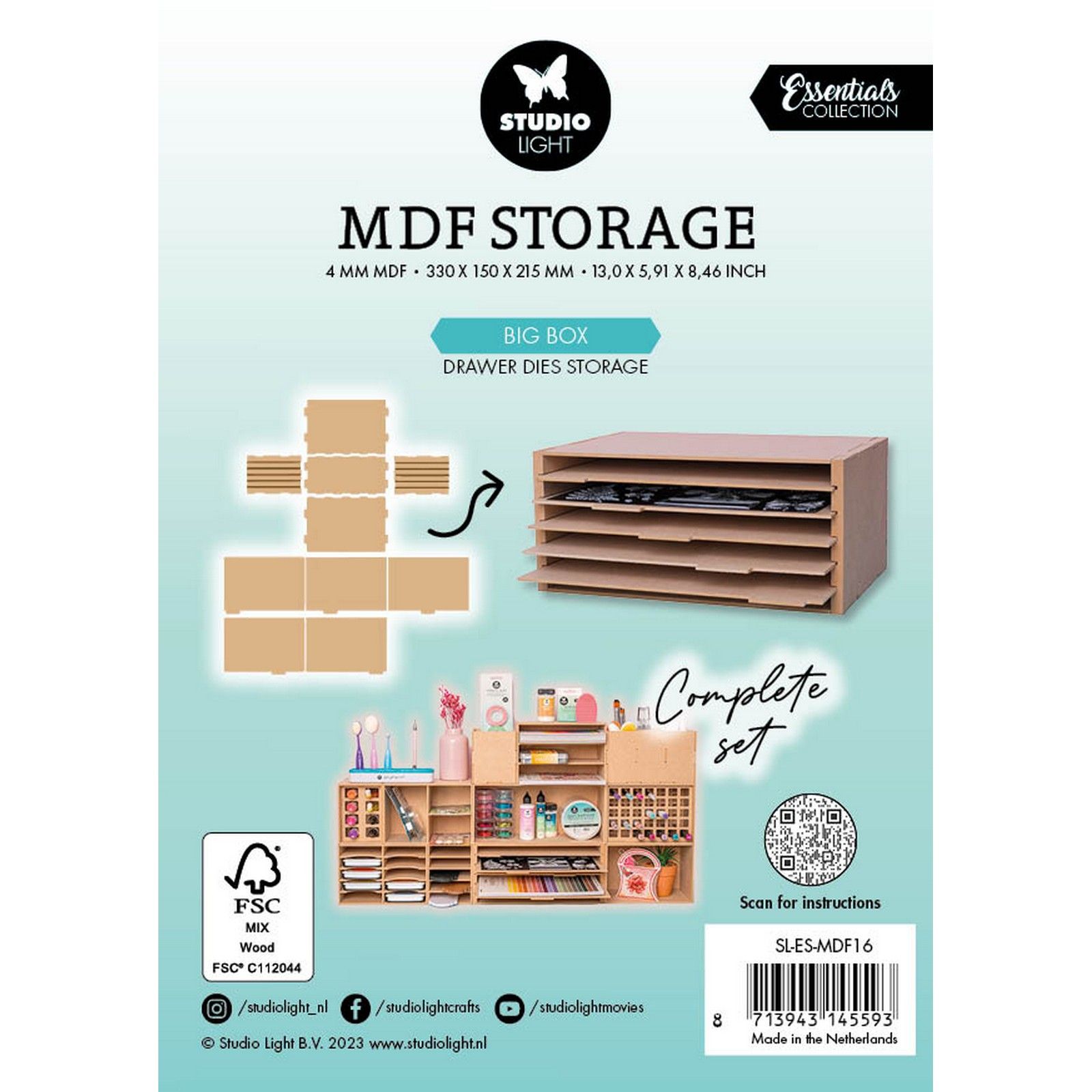 Studio Light • Essentials MDF Storage Big Box Drawer Dies Storage