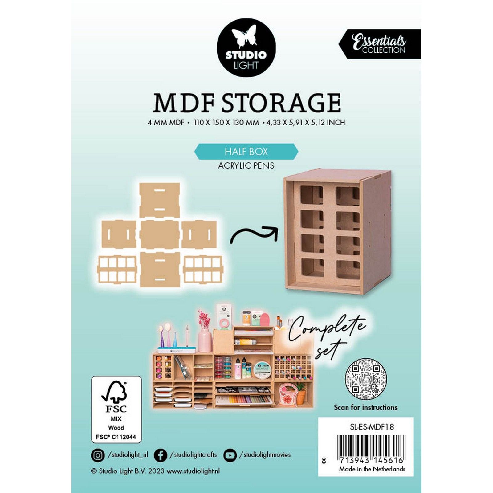 Studio Light • Essentials MDF Storage Half Box Acrylic Pens Storage