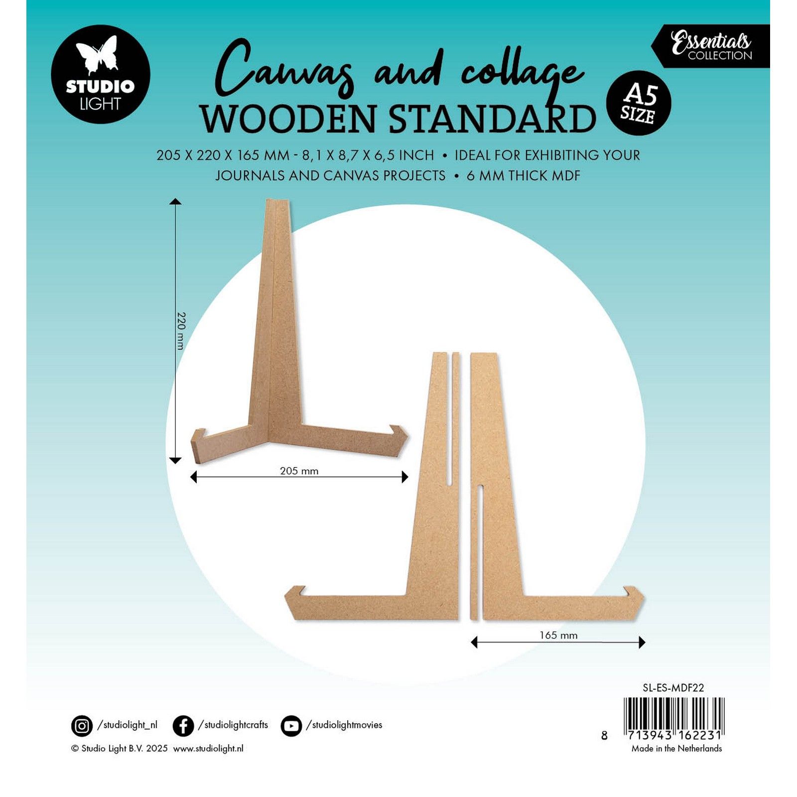 Studio Light • Essentials Journal & Canvas Stand MDF A5