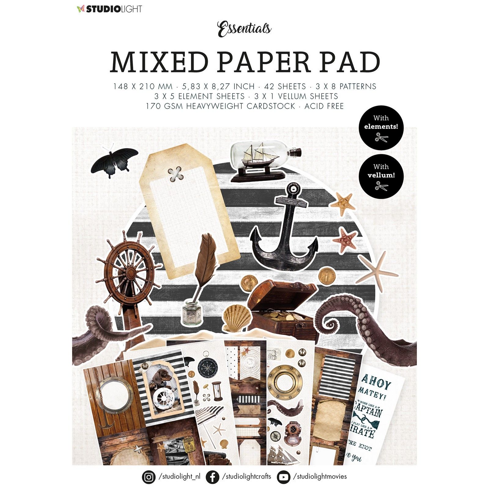Studio Light • Essentials Mixed Paper Pad Vintage Treasures Sea