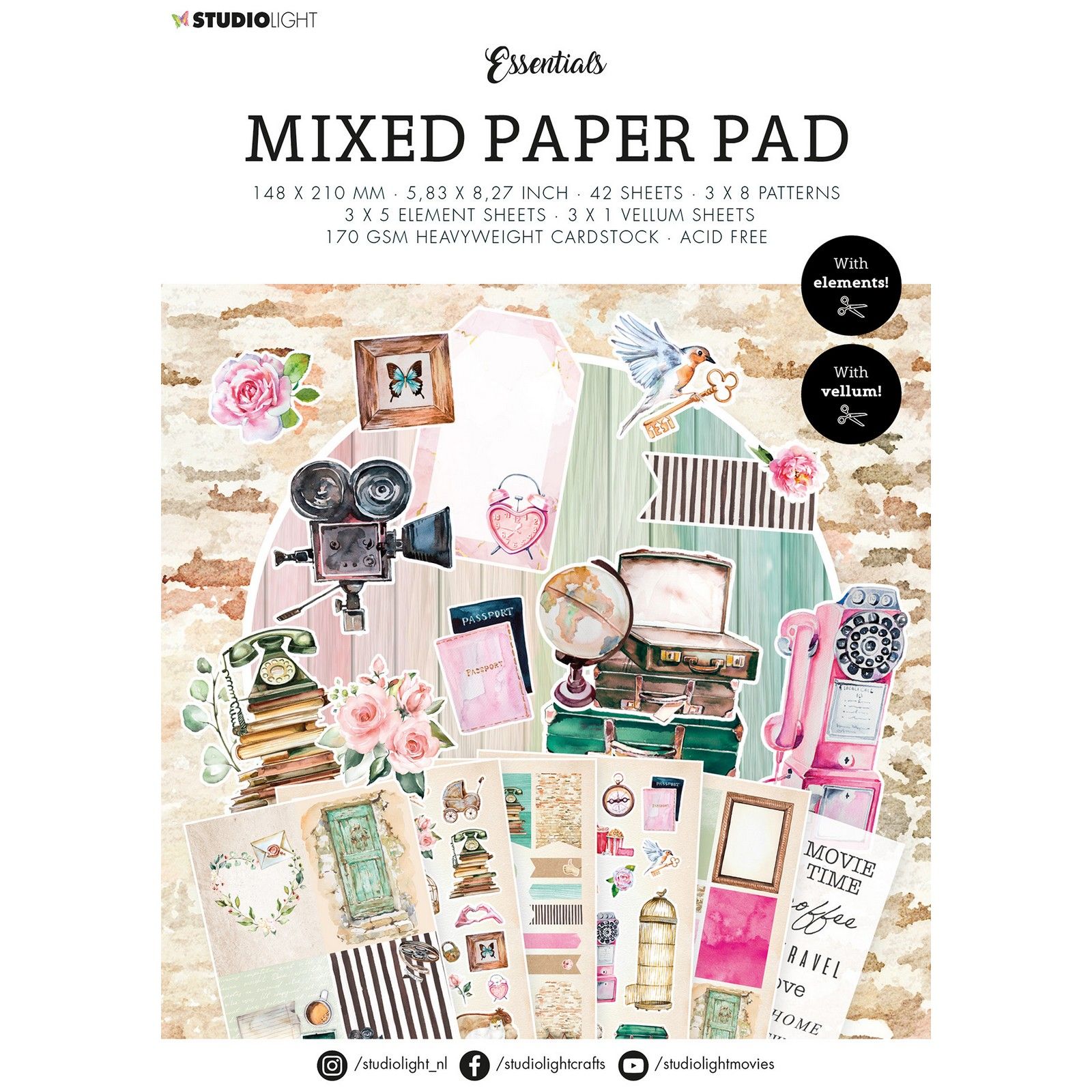 Studio Light • Essentials Mixed Paper Pad Lovely Vintage