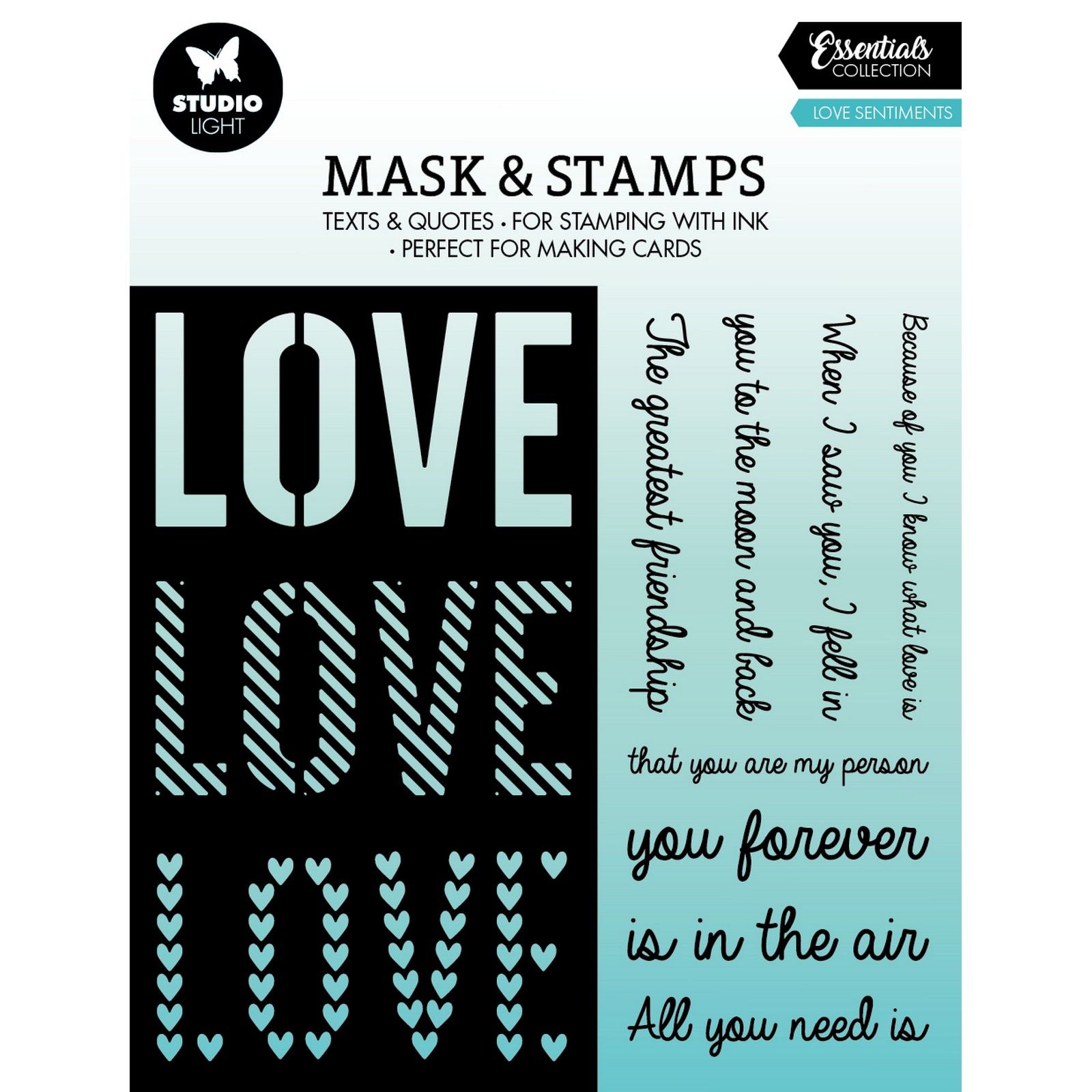 Studio Light • Essentials Mask & Stamp Love Sentiments