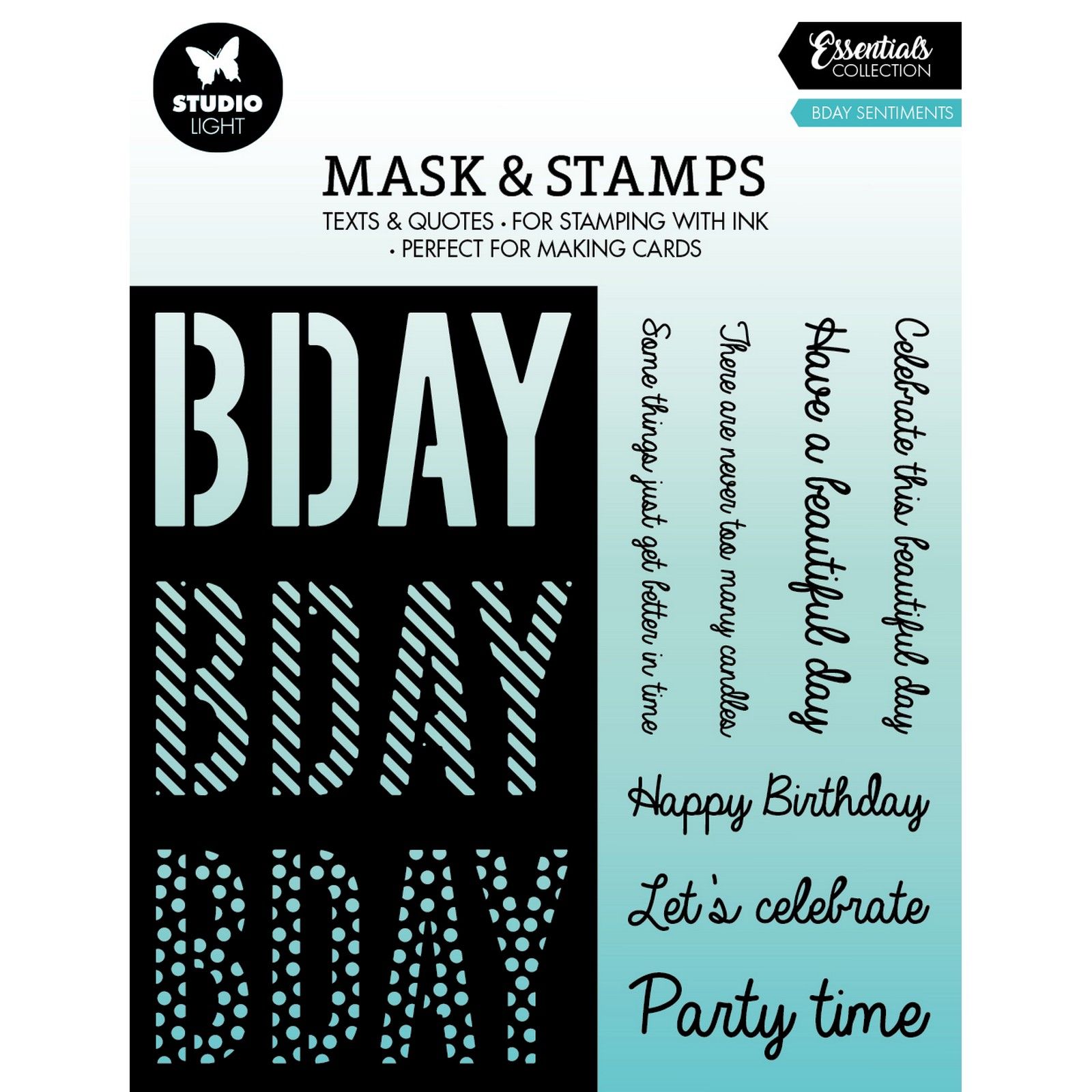 Studio Light • Essentials Mask & Stamp Birthday Sentiments
