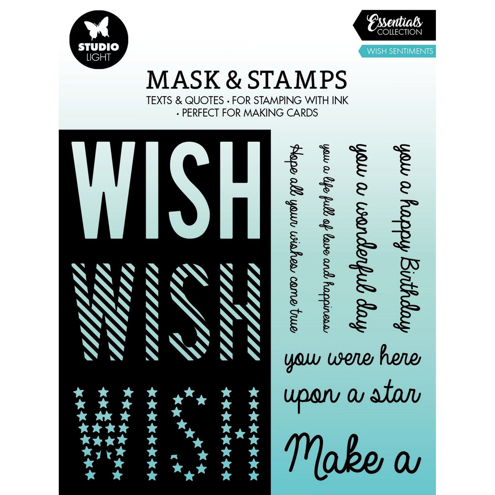 Studio Light • Essentials Mask & Stamp Wish Sentiments