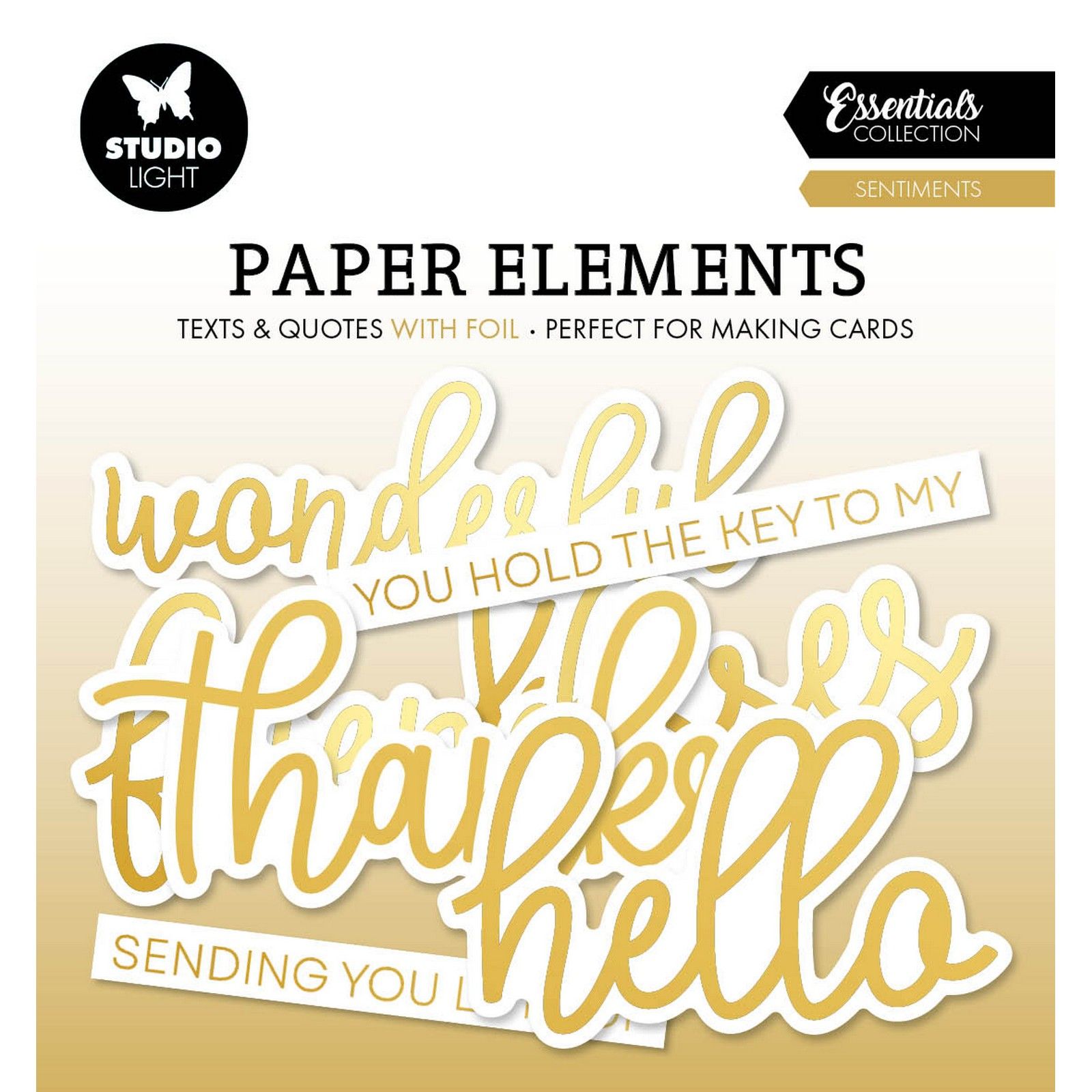 Studio Light • Essentials Paper Elements Sentiments Gold Foil