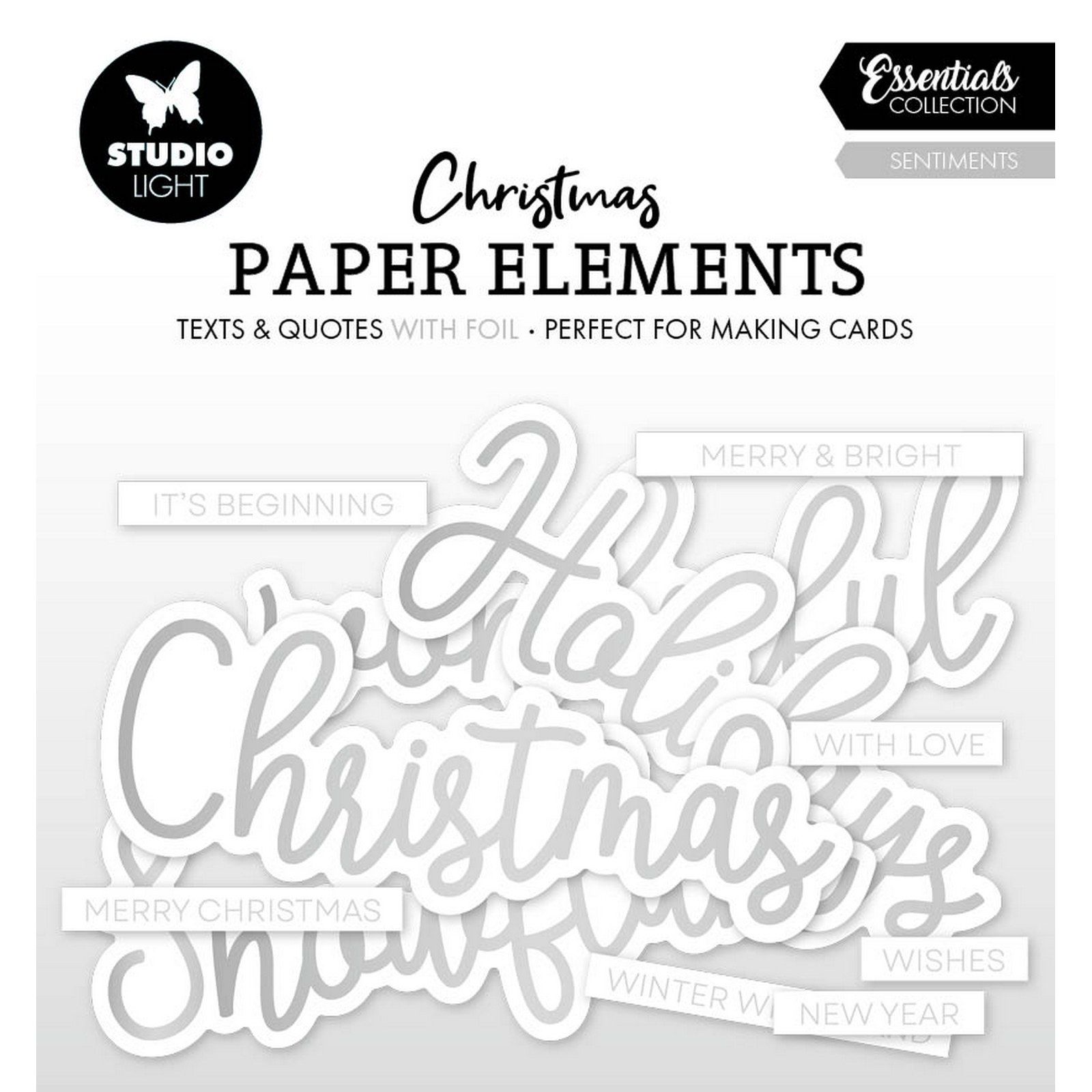 Studio Light • Essentials Paper Elements Silver Sentiments