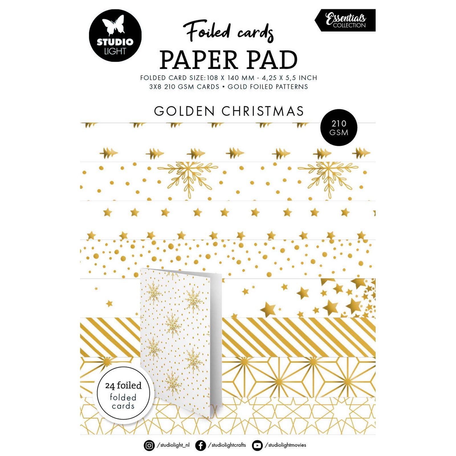 Studio Light • Essentials Foiled Cards Golden Patterns