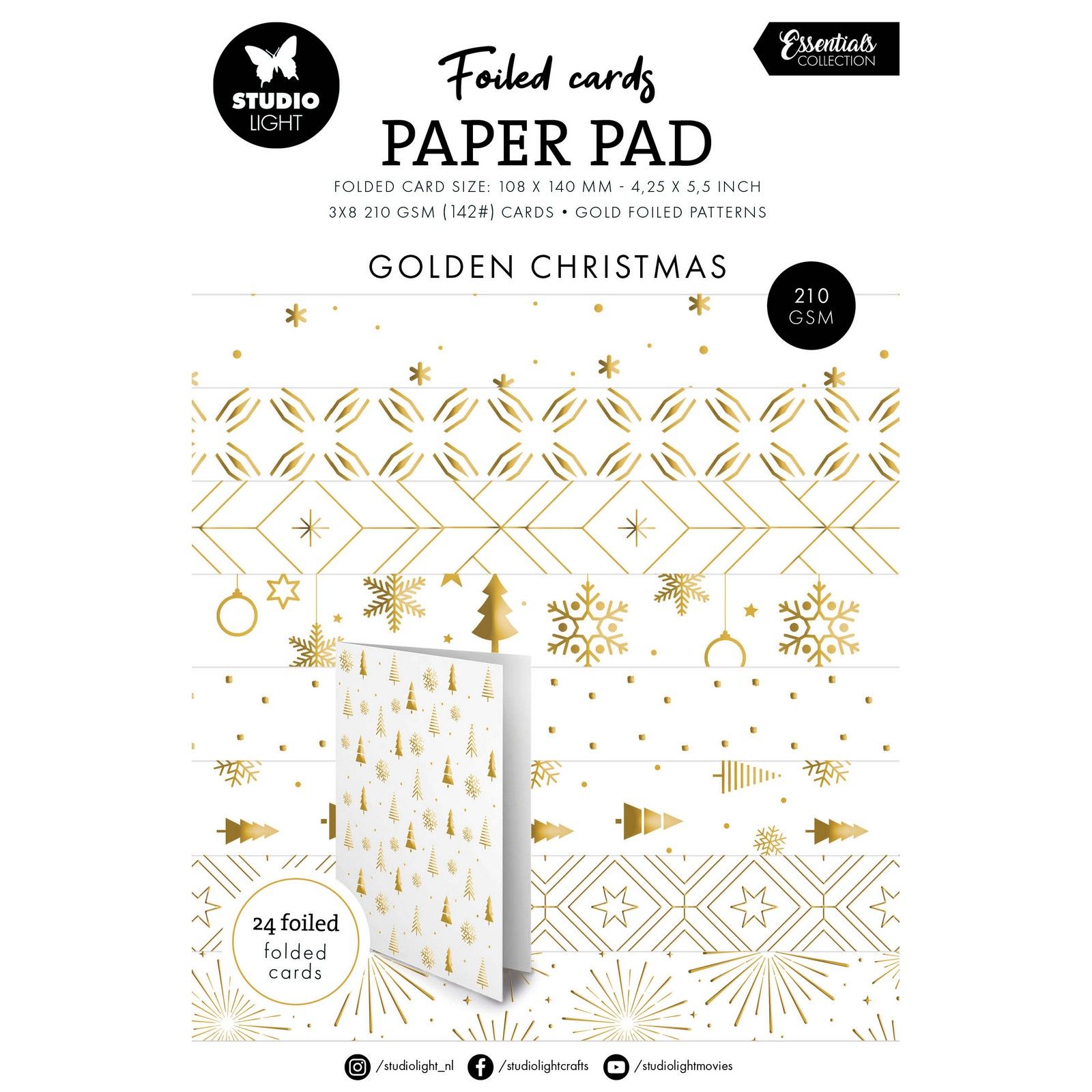 Studio Light • Essentials Foiled Cards Golden patterns