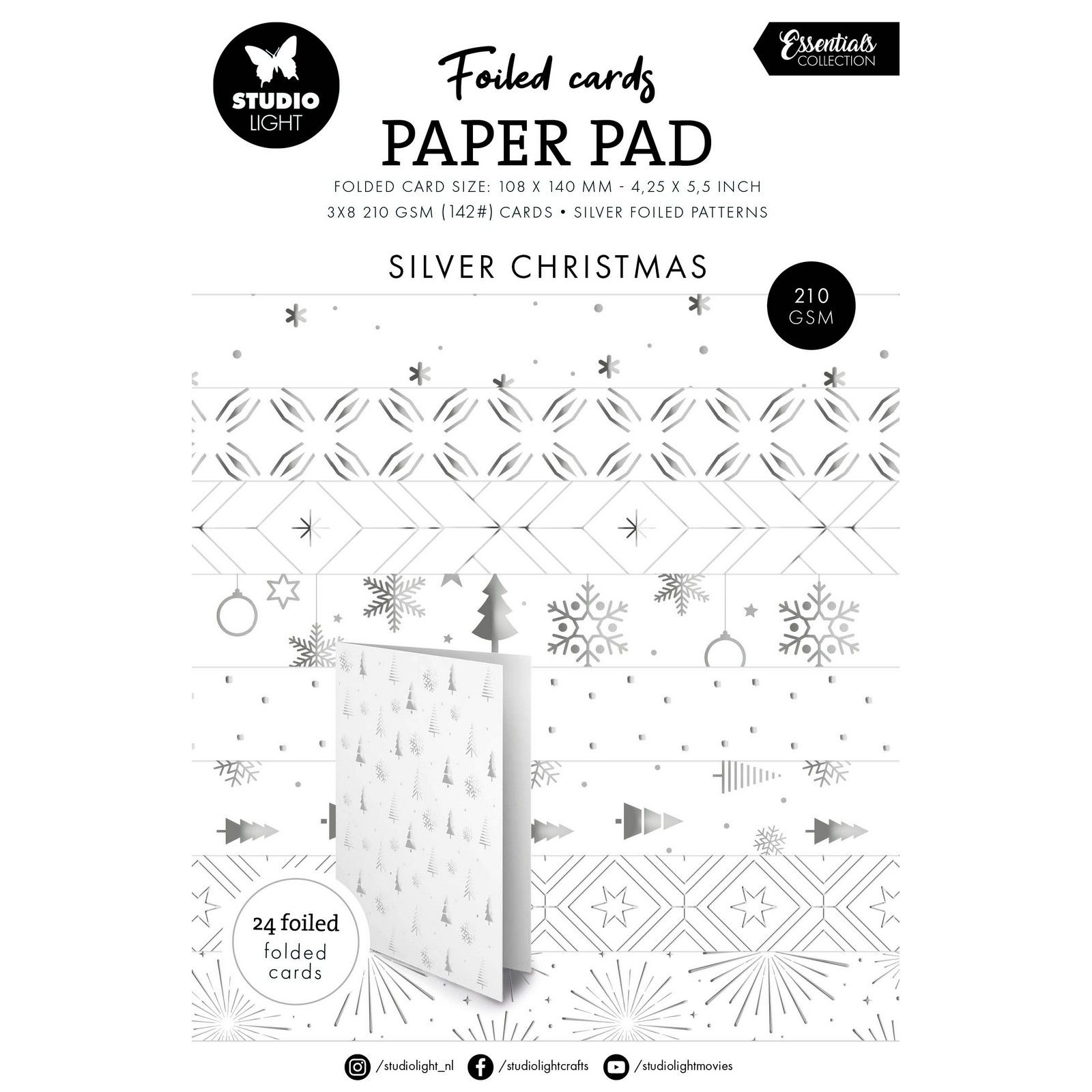 Studio Light • Essentials Foiled Cards Silver patterns