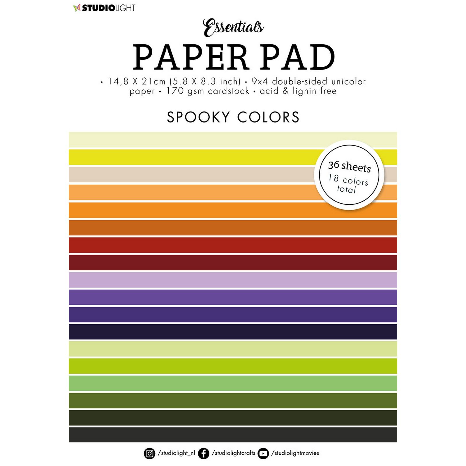 Studio Light • Essentials Paper Pad Double sided Unicolor Spooky Colors