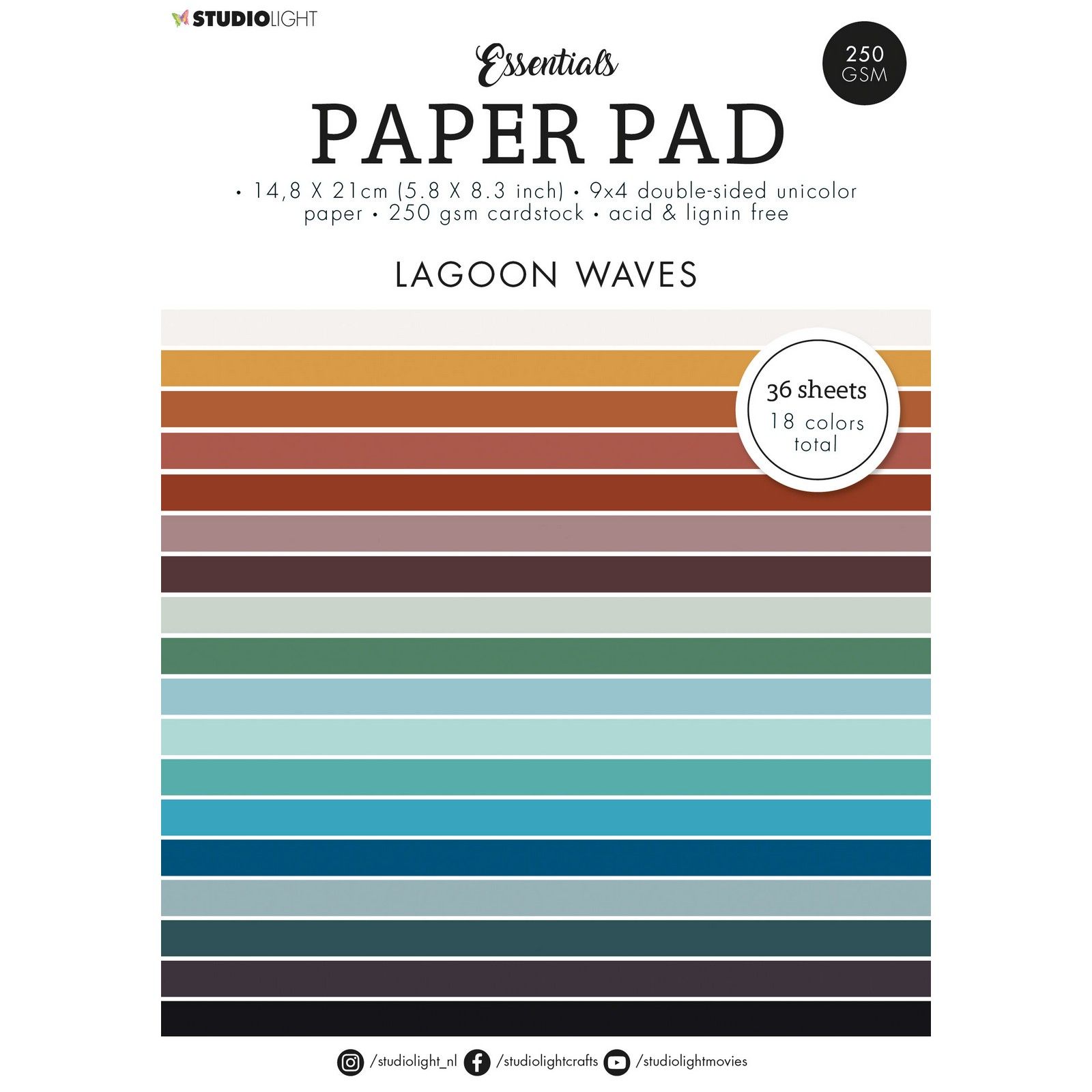 Studio Light • Essentials Paper Pad Unicolor Paper Lagoon Waves
