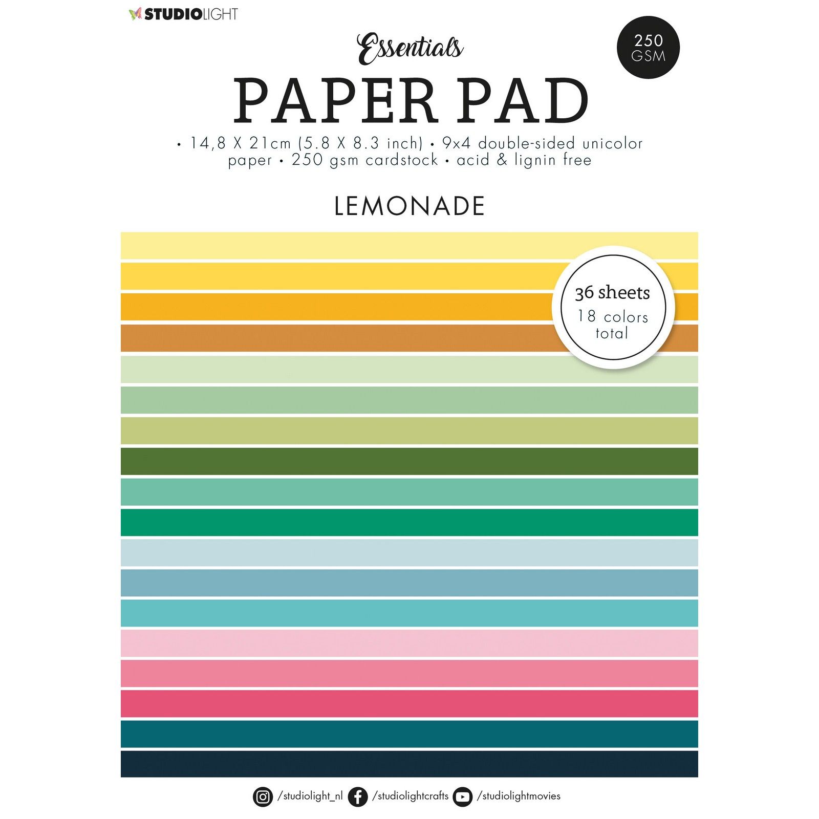 Studio Light • Essentials Paper Pad Unicolor Paper Lemonade