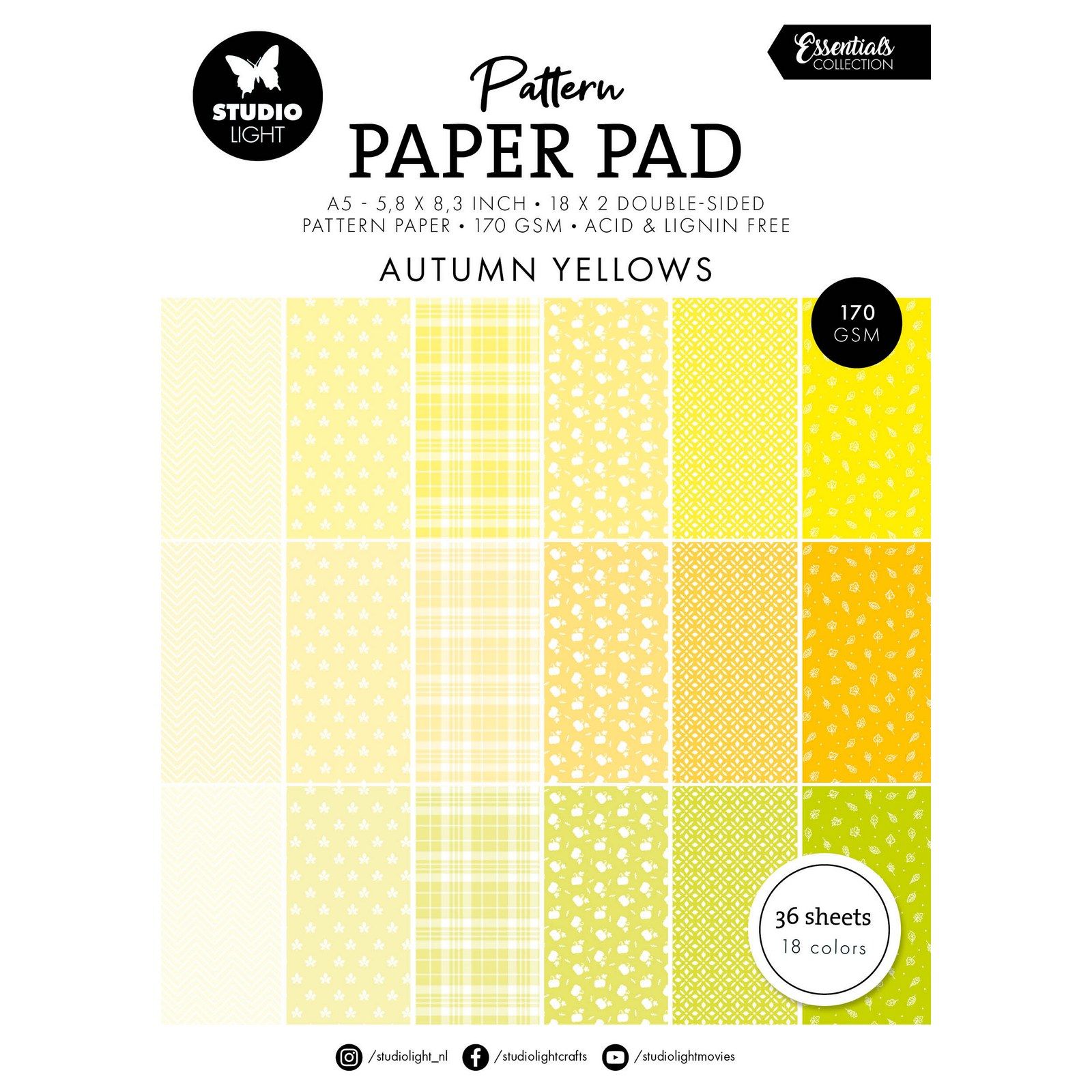 Studio Light • Essentials Pattern Paper Pad Shades of Yellow