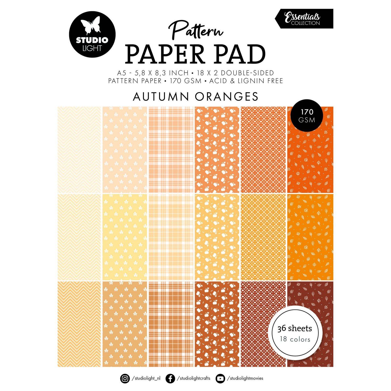 Studio Light • Essentials Pattern Paper Pad Shades of Oranje