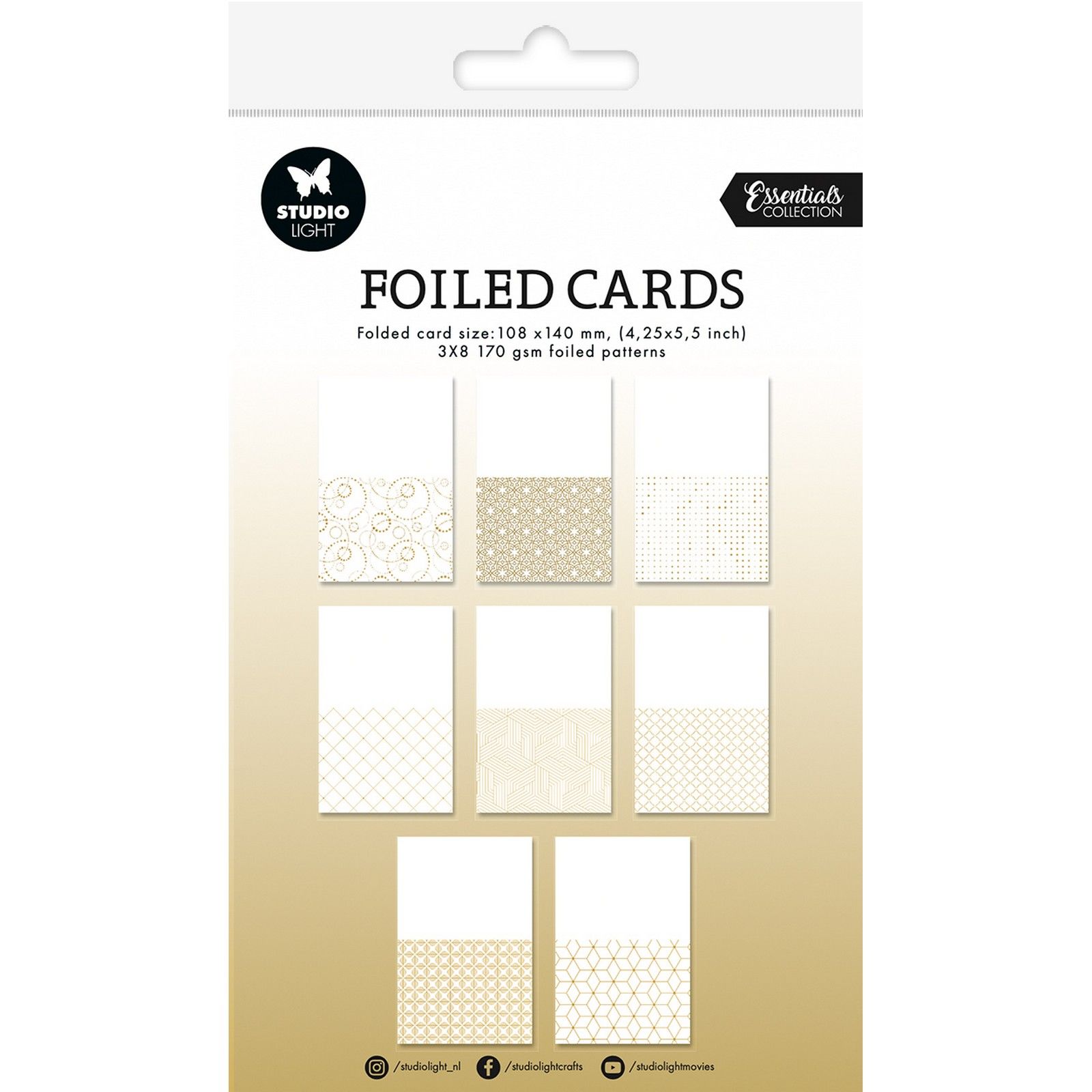 Studio Light • Essentials Foiled Cards Folded Cards Gold Foil