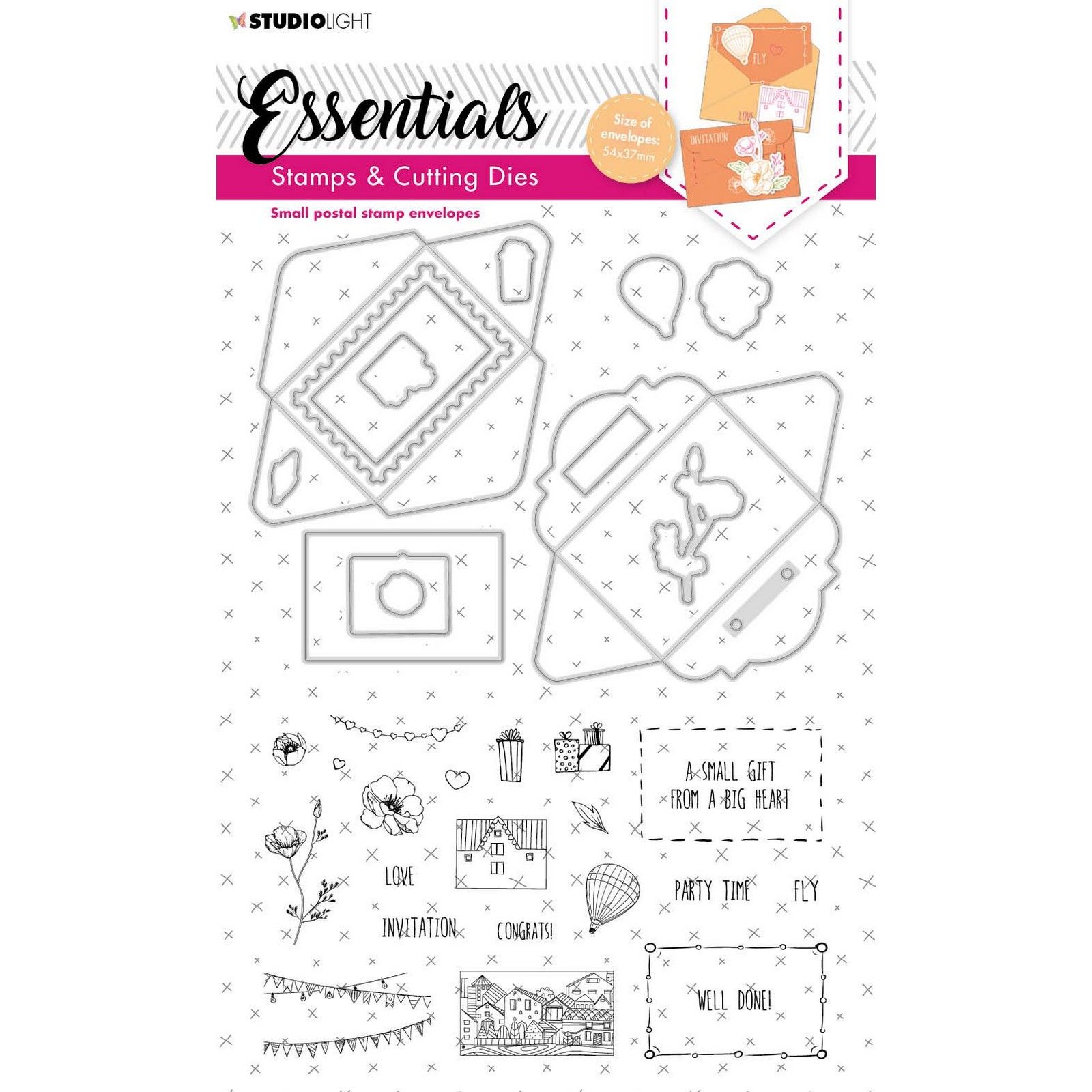 Studio Light • Essentials Fustella da Taglio e Timbro Small Postal Stamp Envelopes