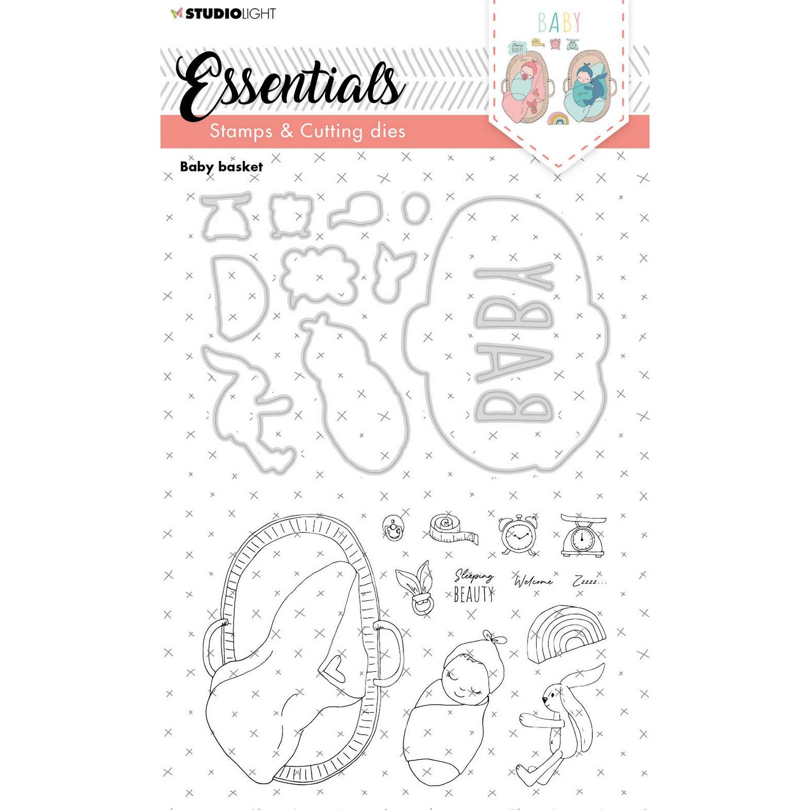 Studio Light • Essentials set di fustella e timbri Baby basket