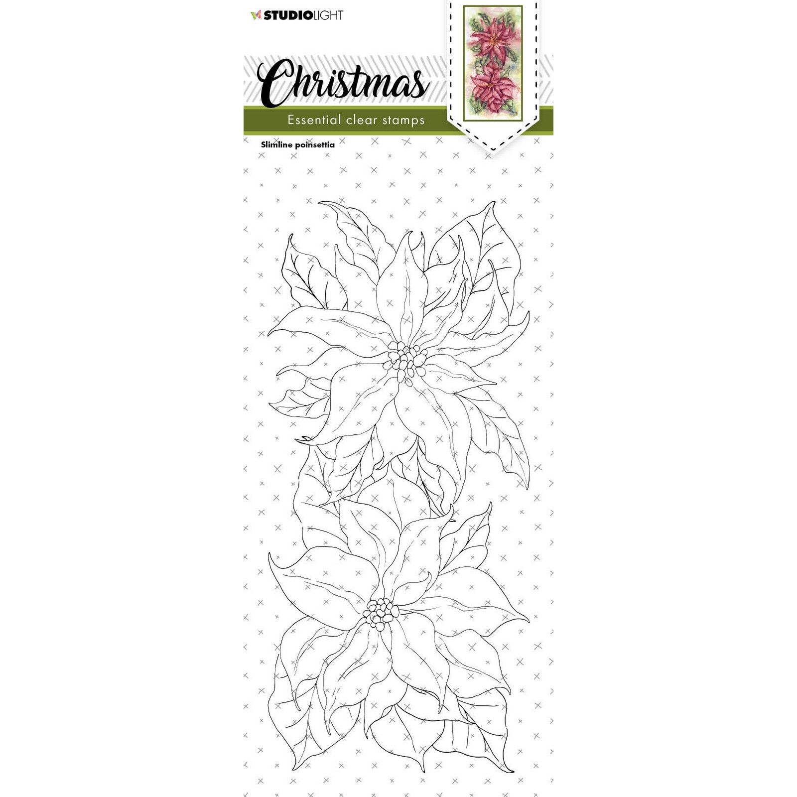 Studio Light • Essentials Clear Stamp  Christmas Slimline Poinsettia