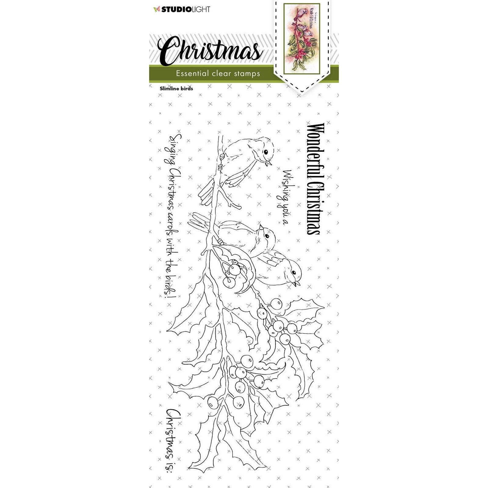 Studio Light • Essentials Clear Stamp  Christmas Slimline Birds